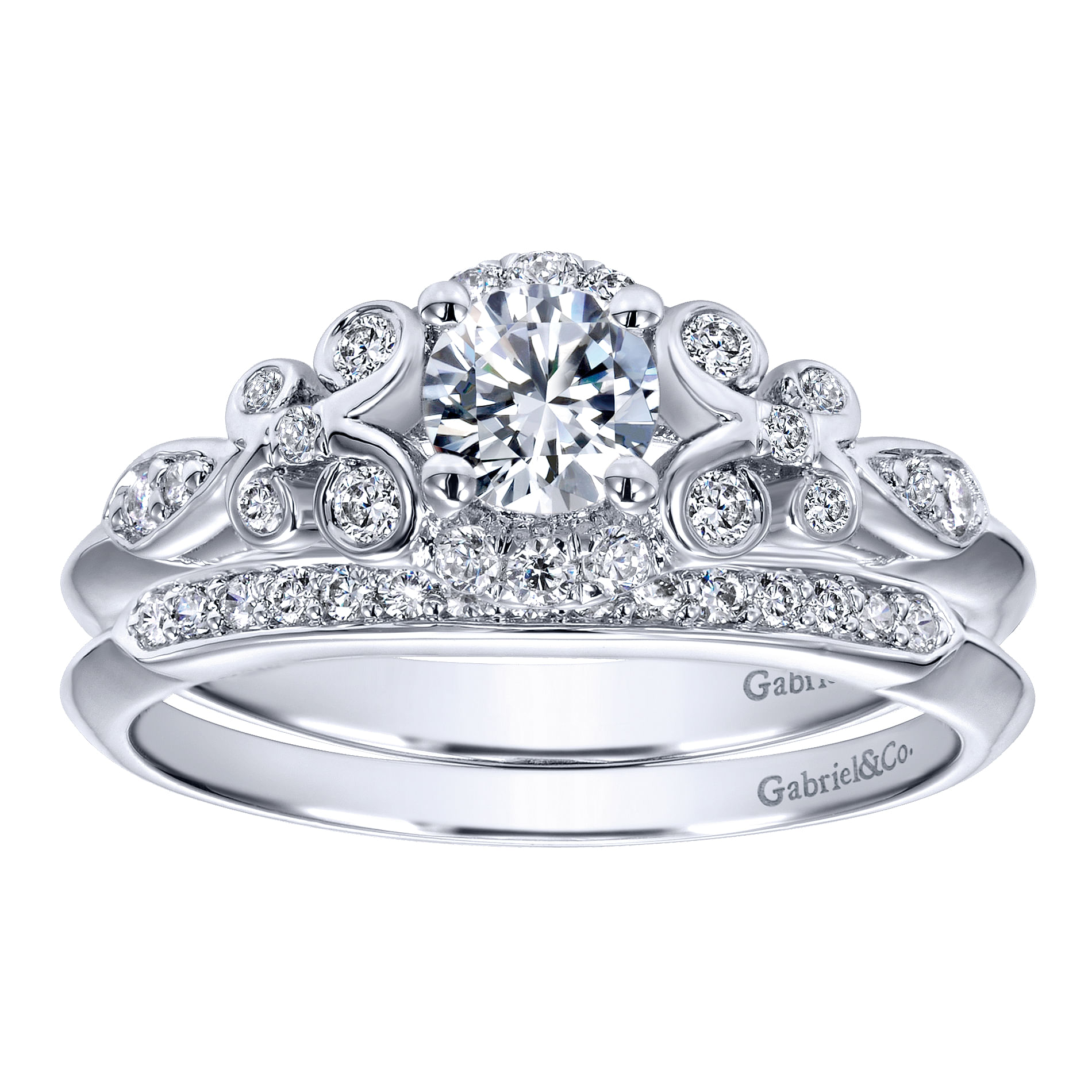 14k White Gold Diamond Curved Wedding Band angle 4 14k White Gold Diamond Curved Wedding Band angle 4