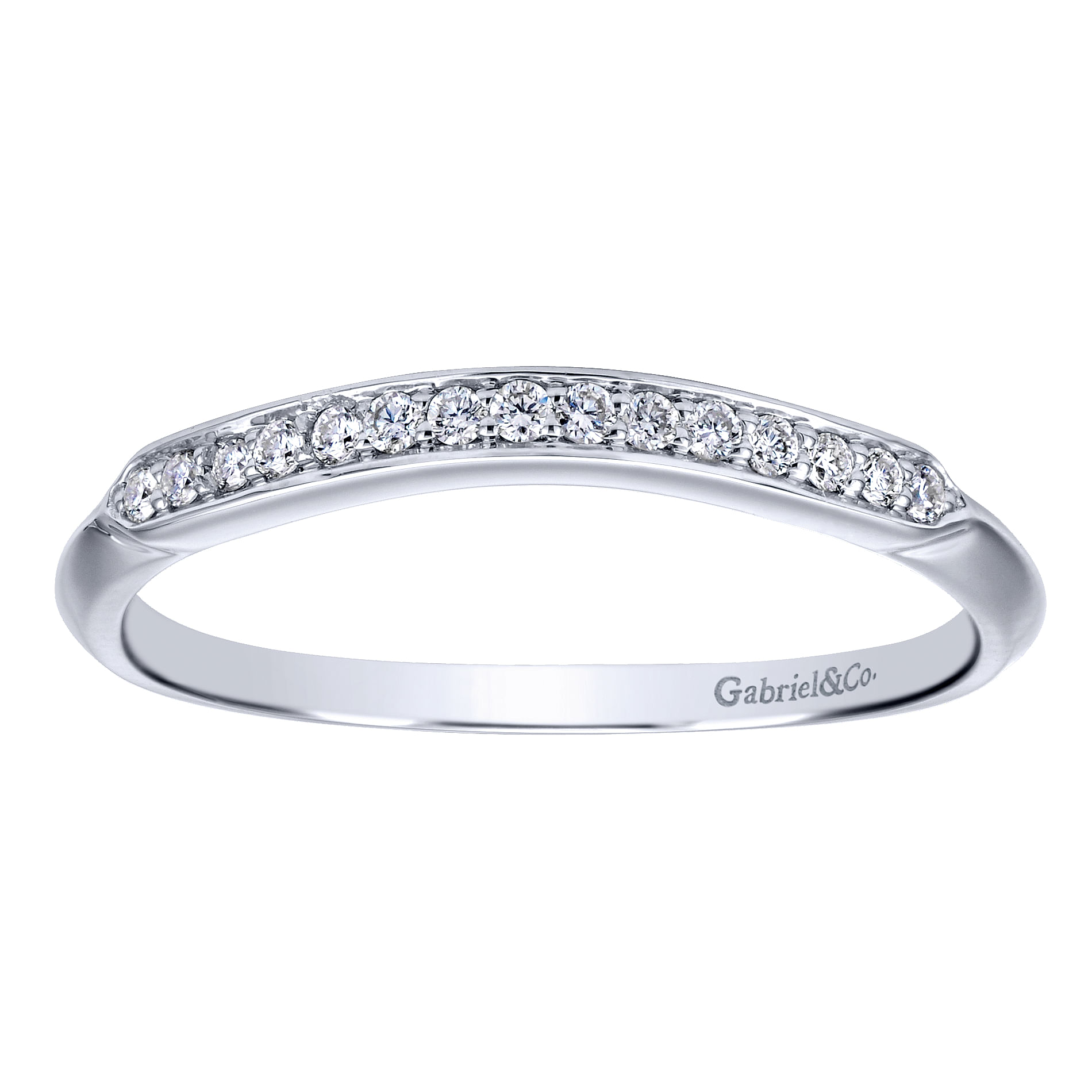 14k White Gold Diamond Curved Wedding Band angle 5 14k White Gold Diamond Curved Wedding Band angle 5