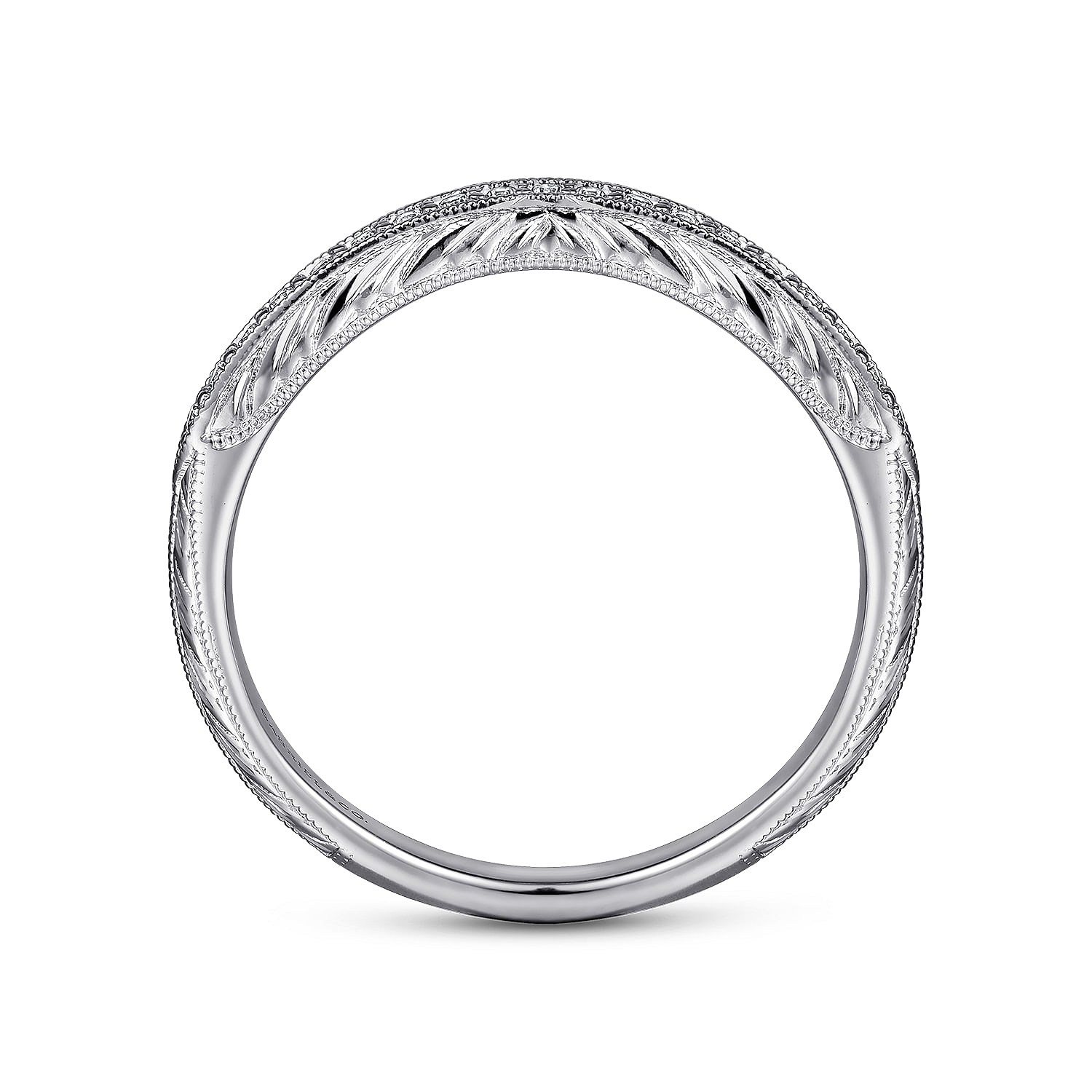 14k White Gold Diamond Curved Wedding Band angle 2 14k White Gold Diamond Curved Wedding Band angle 2