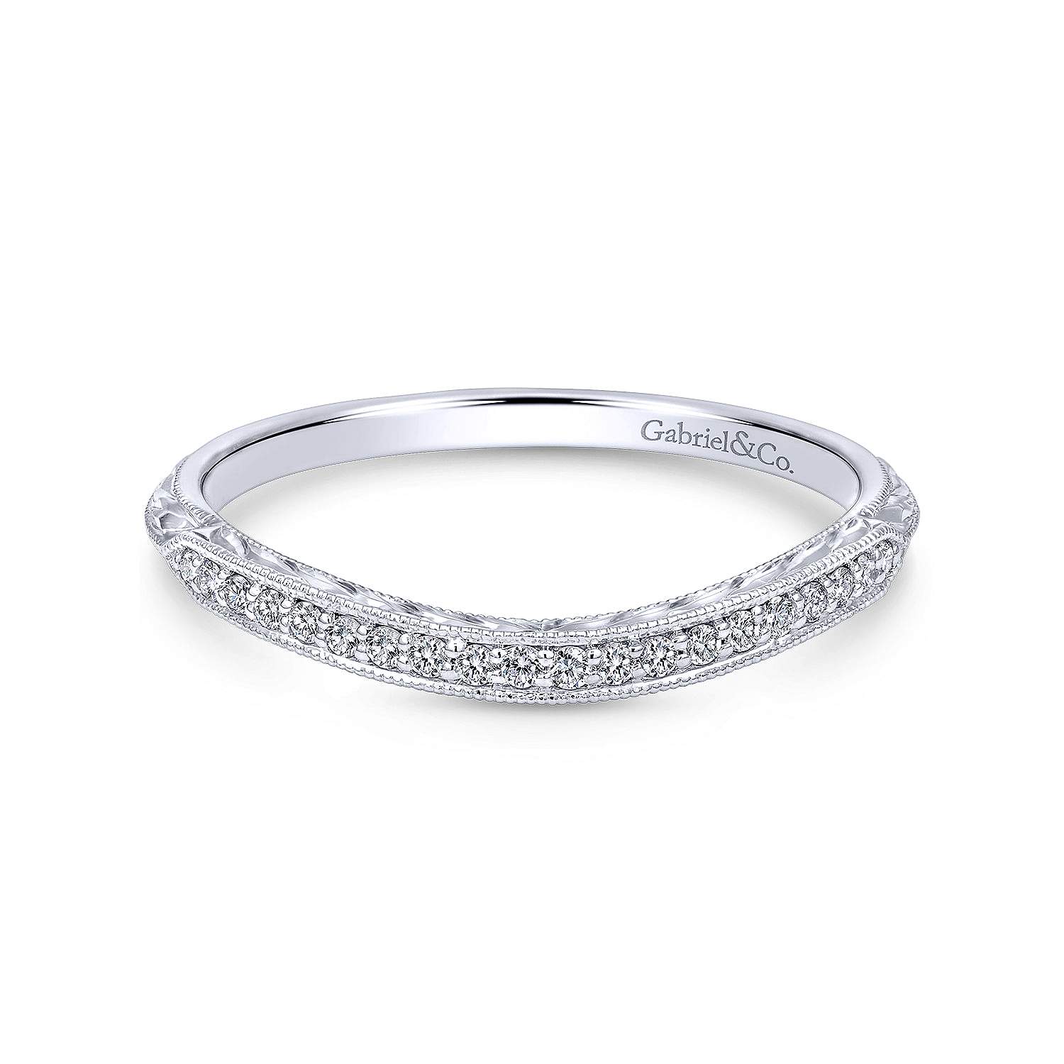 14k White Gold Diamond Curved 14k White Gold Diamond Curved