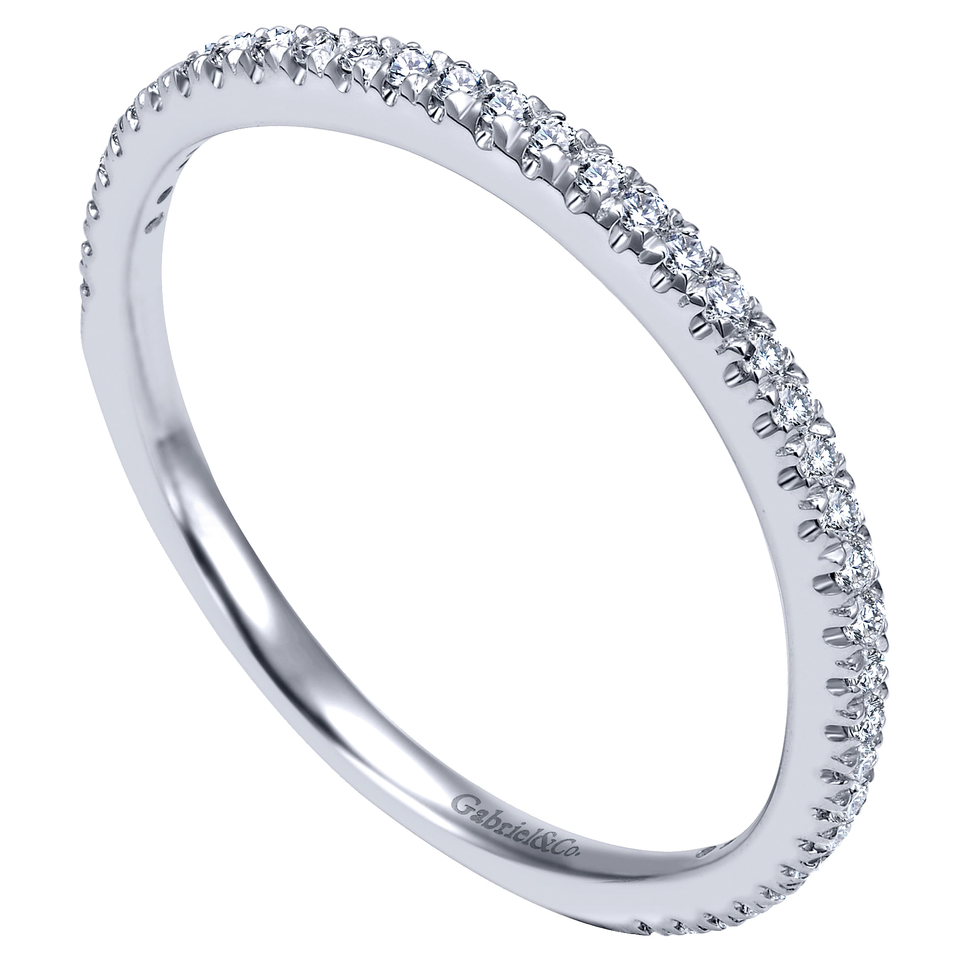 14k White Gold Diamond Curved Wedding Band angle 3 14k White Gold Diamond Curved Wedding Band angle 3
