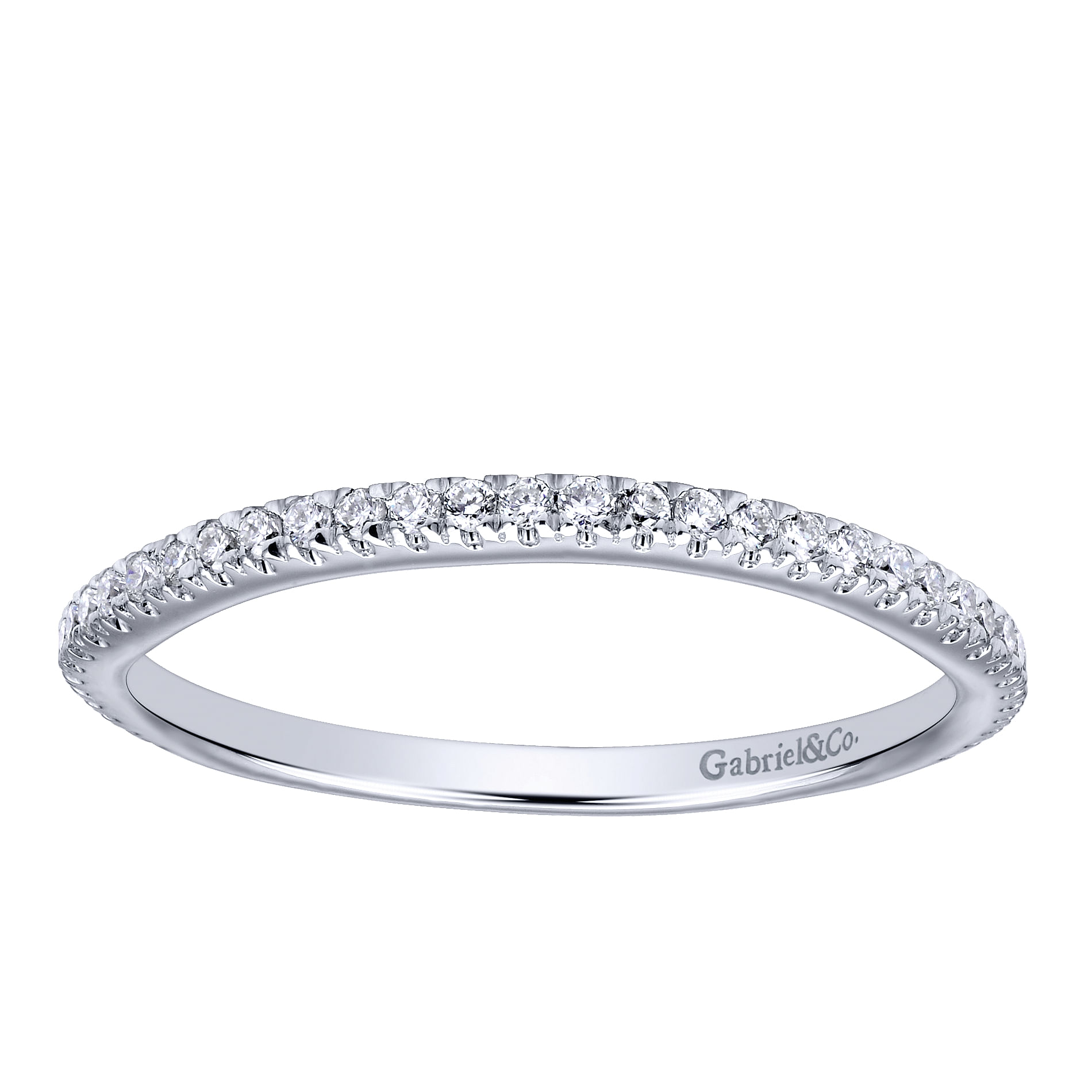 14k White Gold Diamond Curved Wedding Band angle 5 14k White Gold Diamond Curved Wedding Band angle 5