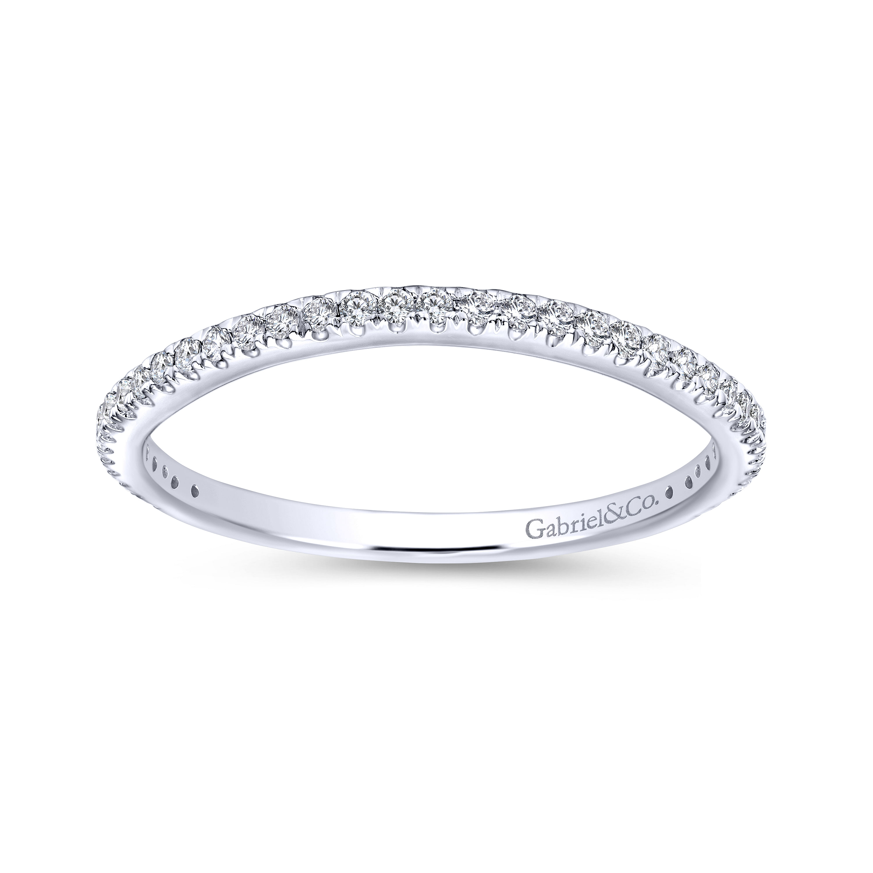 14k White Gold Diamond Curved Wedding Band angle 5 14k White Gold Diamond Curved Wedding Band angle 5