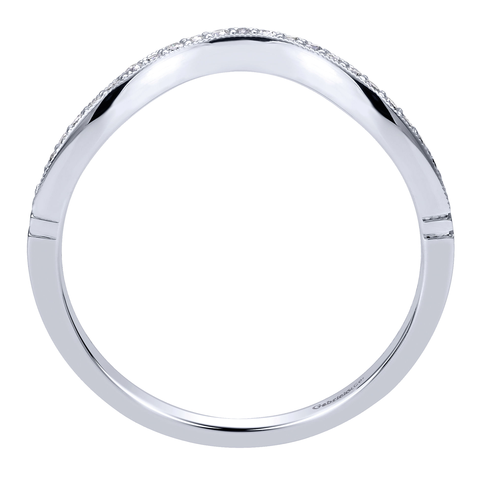 14k White Gold Diamond Curved Wedding Band angle 2 14k White Gold Diamond Curved Wedding Band angle 2