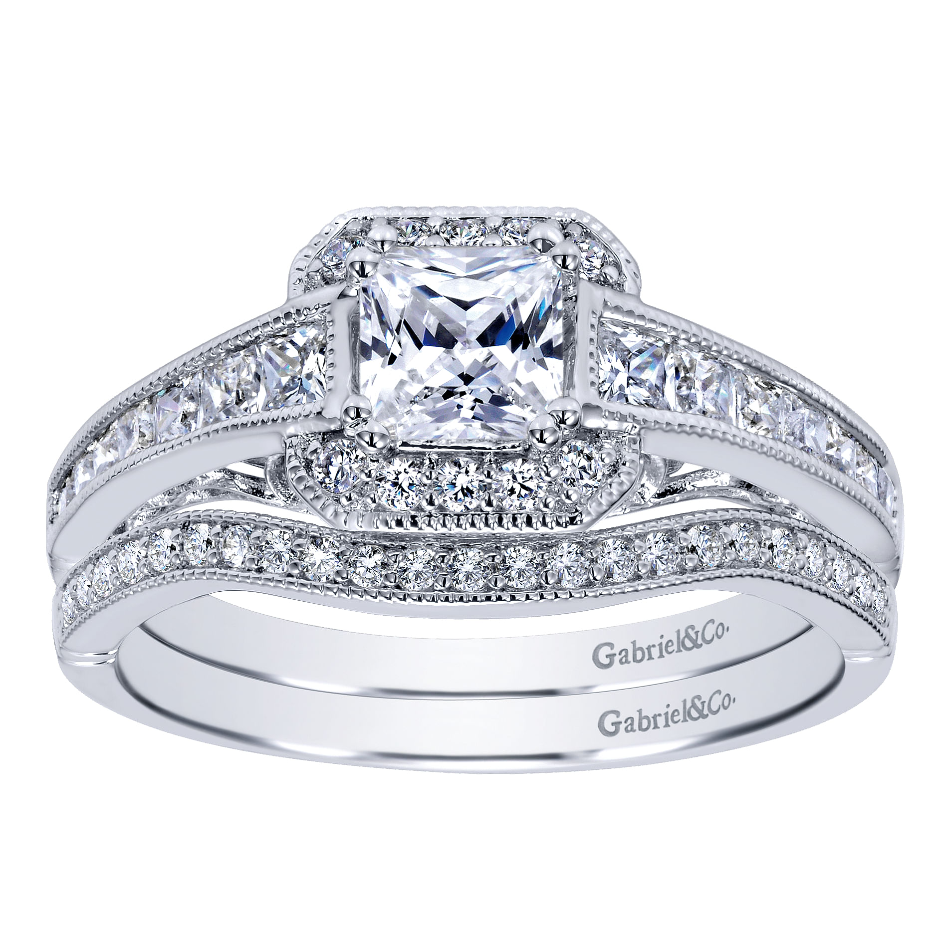14k White Gold Diamond Curved Wedding Band angle 4 14k White Gold Diamond Curved Wedding Band angle 4