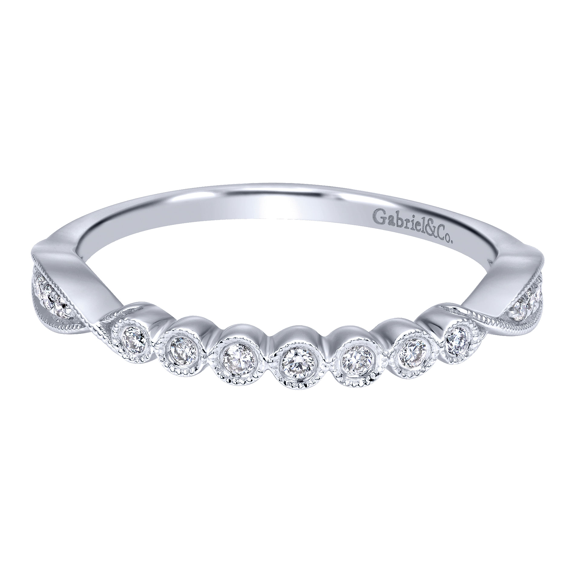 14k White Gold Diamond Curved 14k White Gold Diamond Curved