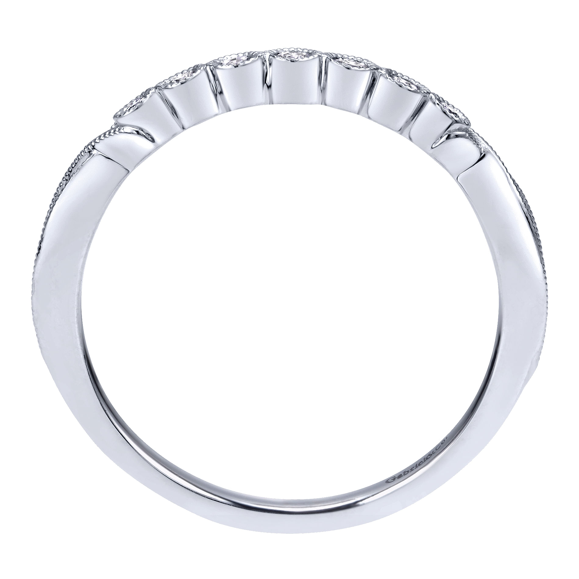 14k White Gold Diamond Curved Wedding Band angle 2 14k White Gold Diamond Curved Wedding Band angle 2
