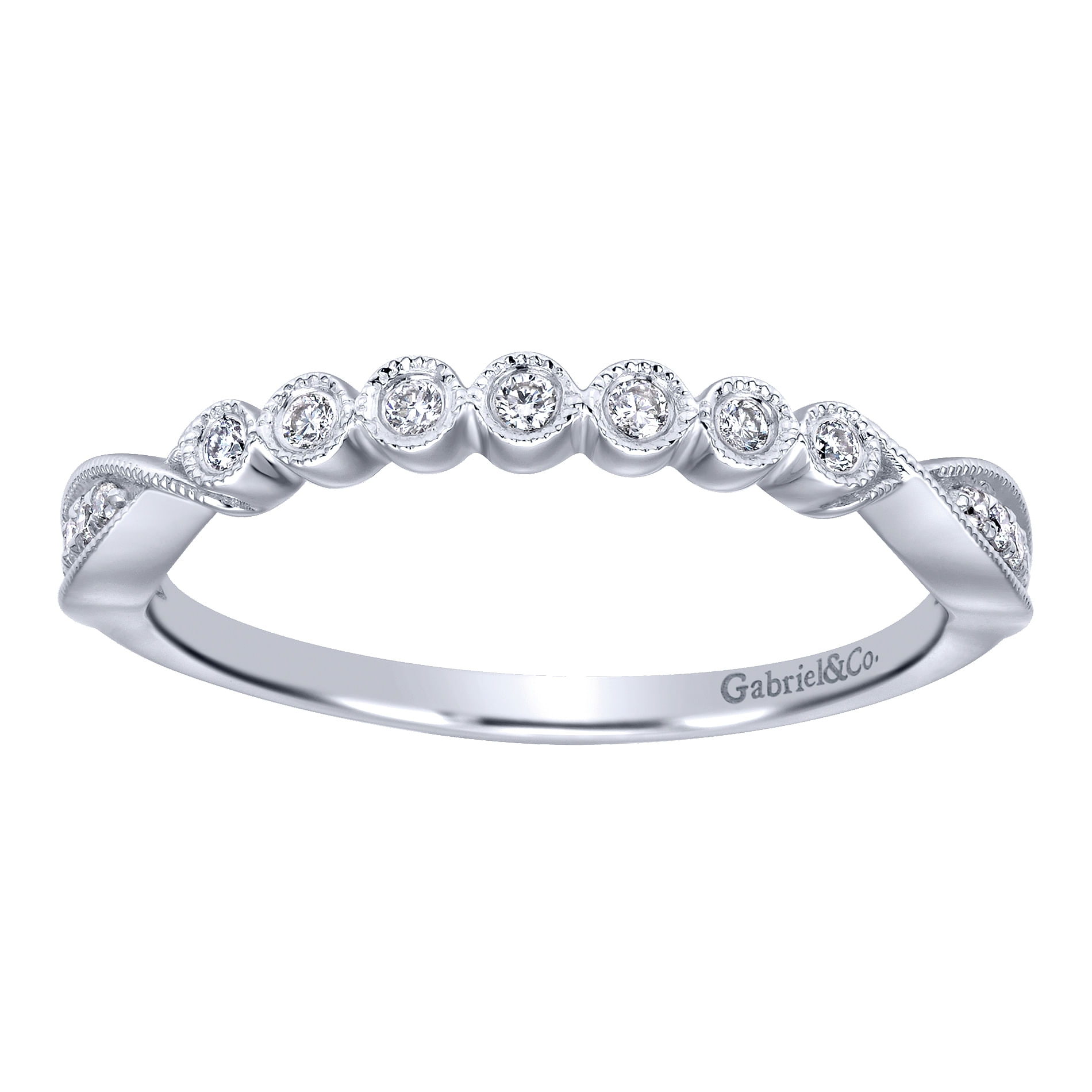 14k White Gold Diamond Curved Wedding Band angle 5 14k White Gold Diamond Curved Wedding Band angle 5