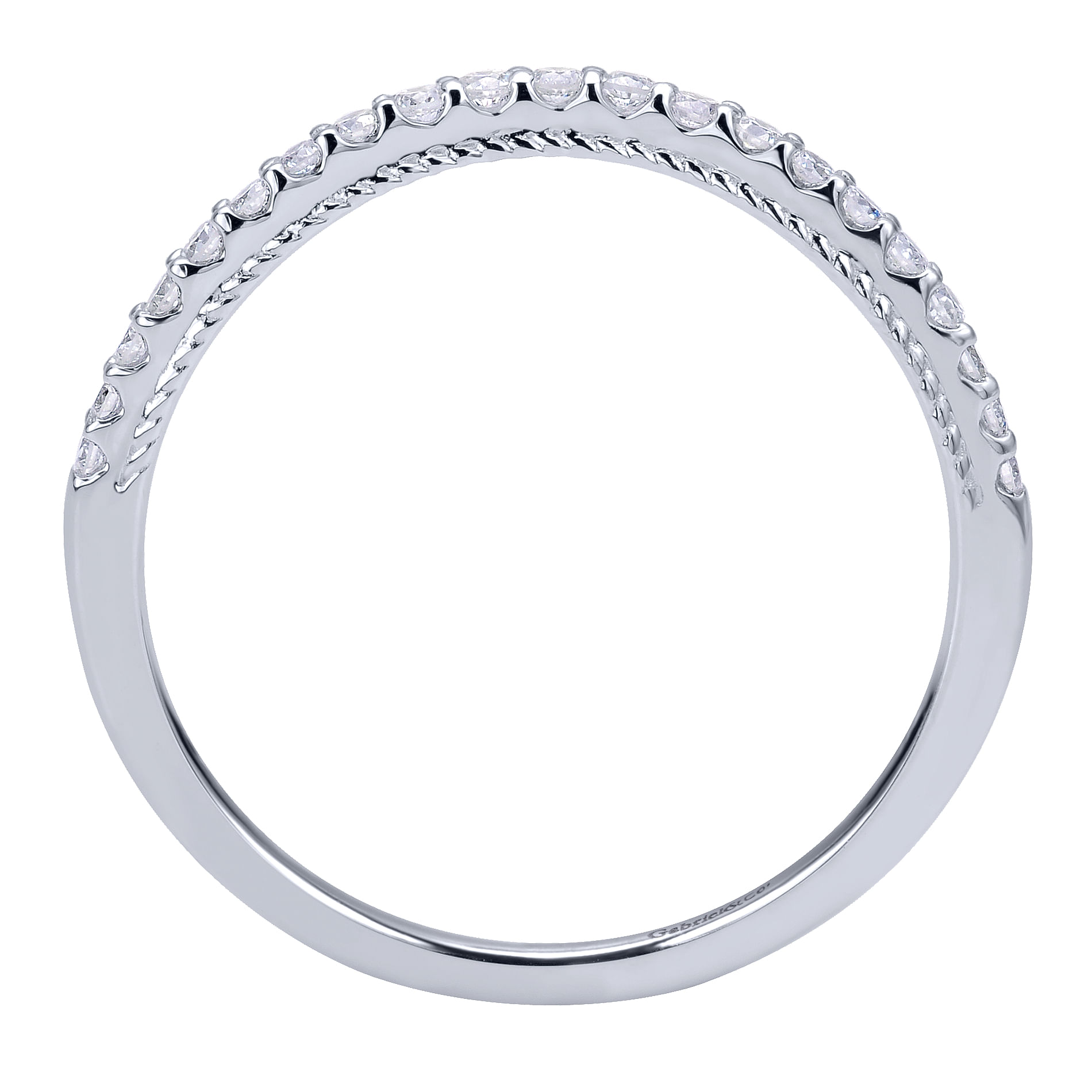 14k White Gold Diamond Curved Wedding Band angle 2 14k White Gold Diamond Curved Wedding Band angle 2