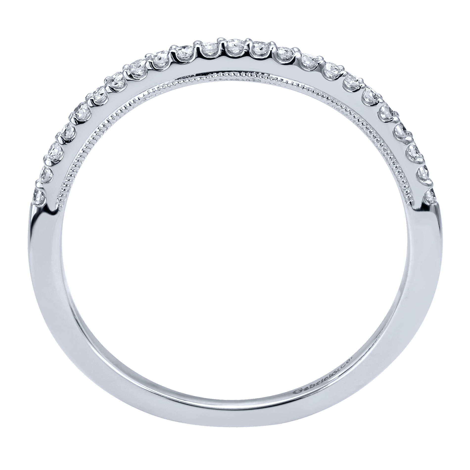 14k White Gold Diamond Curved Wedding Band angle 2 14k White Gold Diamond Curved Wedding Band angle 2