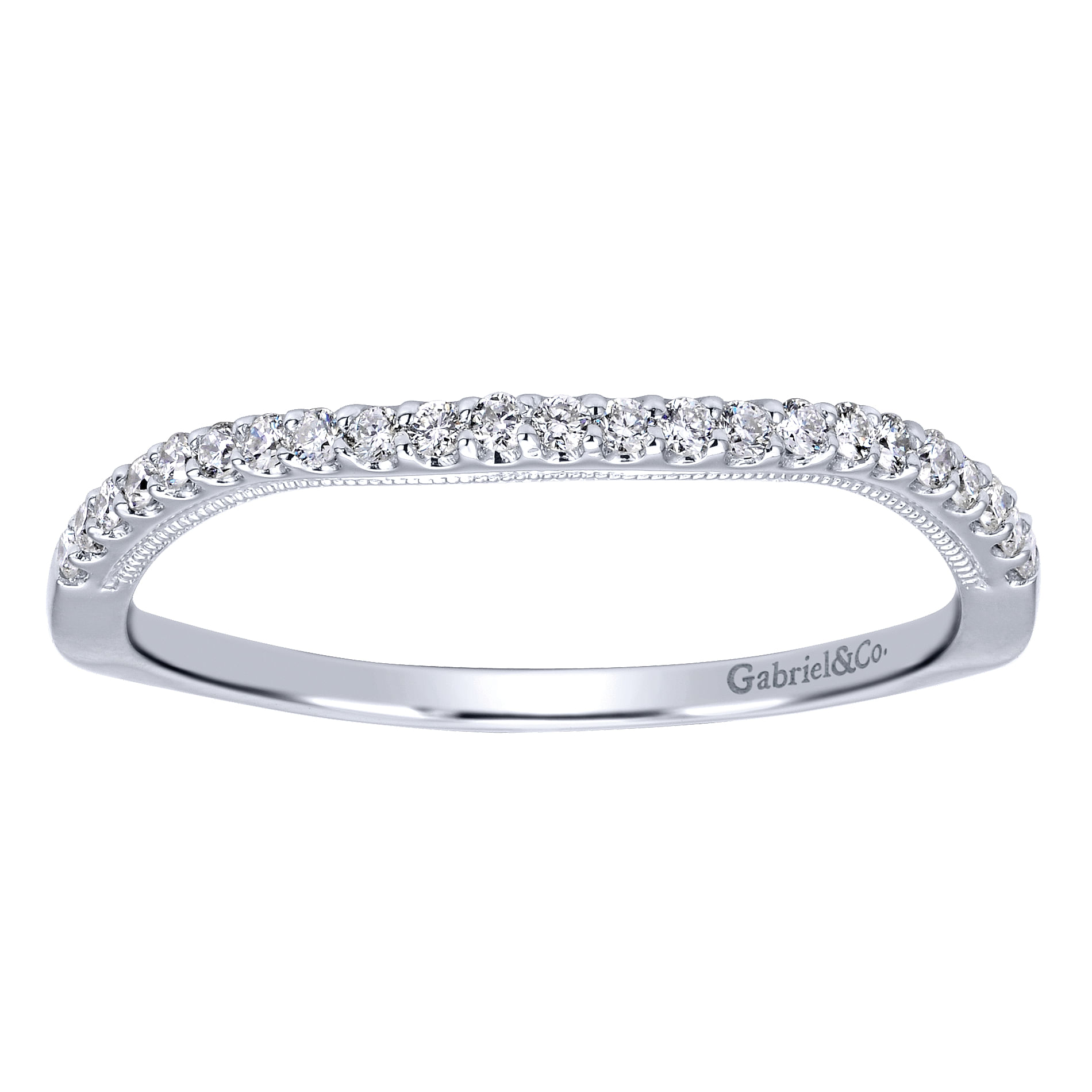14k White Gold Diamond Curved Wedding Band angle 5 14k White Gold Diamond Curved Wedding Band angle 5