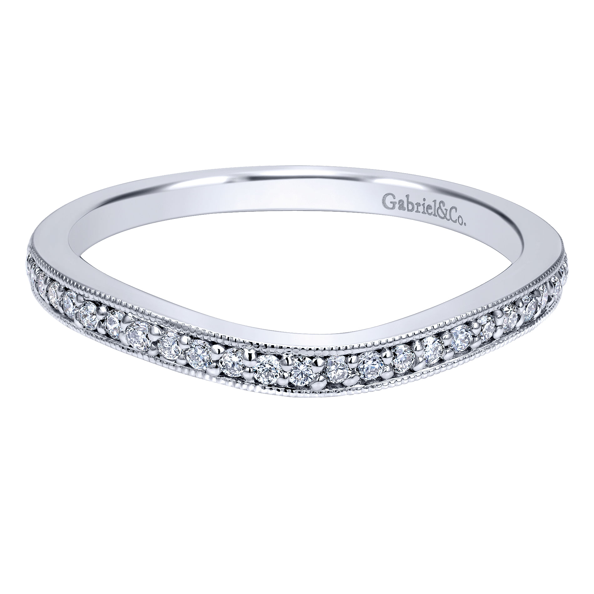 14k White Gold Diamond Curved 14k White Gold Diamond Curved