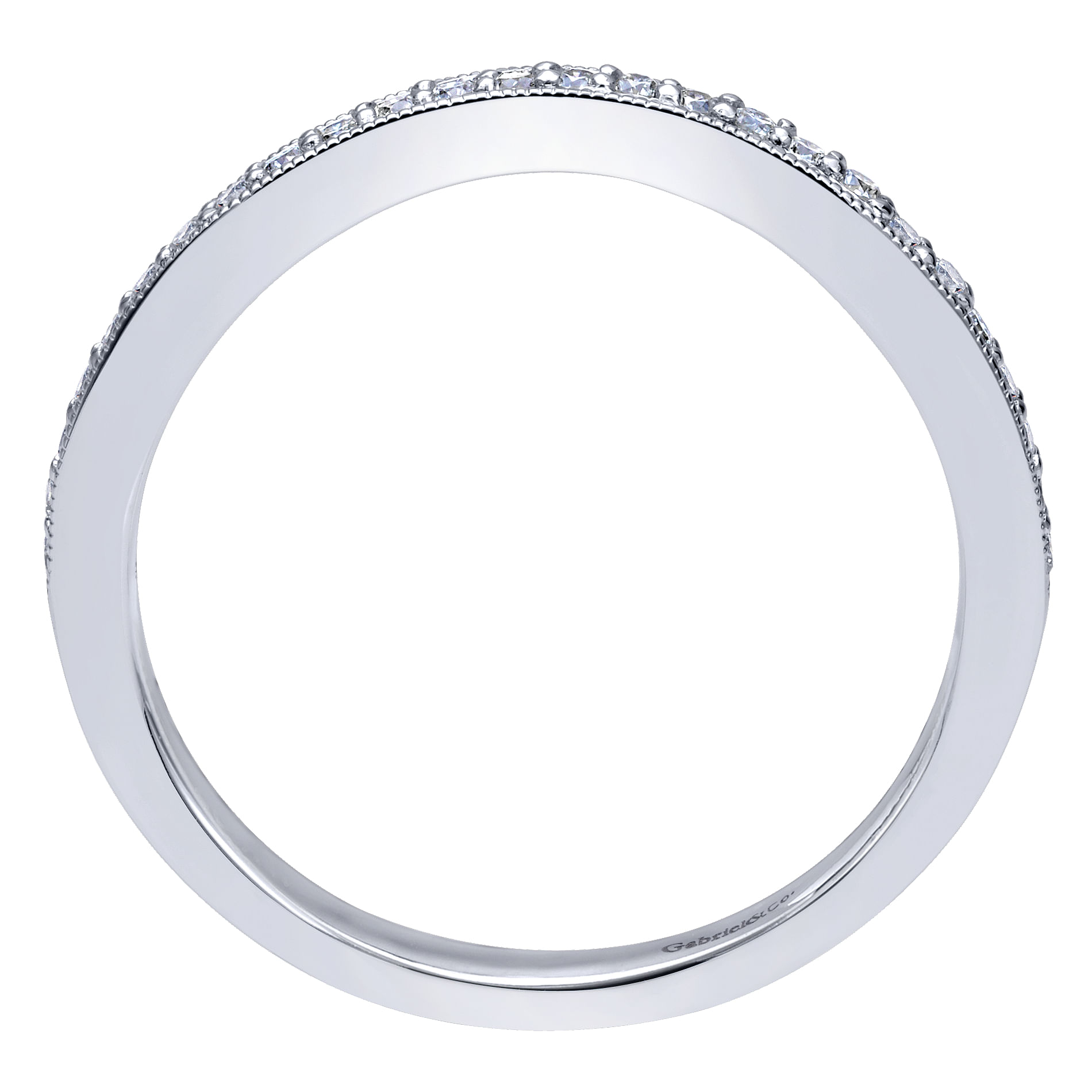 14k White Gold Diamond Curved Wedding Band angle 2 14k White Gold Diamond Curved Wedding Band angle 2