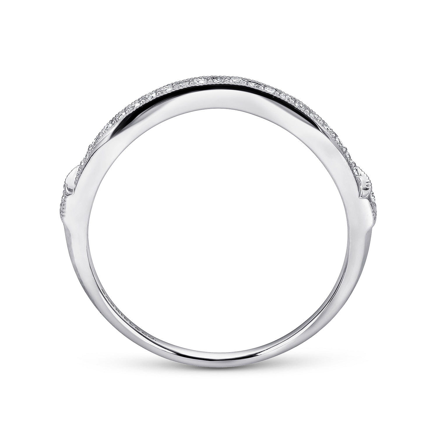 14k White Gold Diamond Curved Wedding Band angle 2 14k White Gold Diamond Curved Wedding Band angle 2