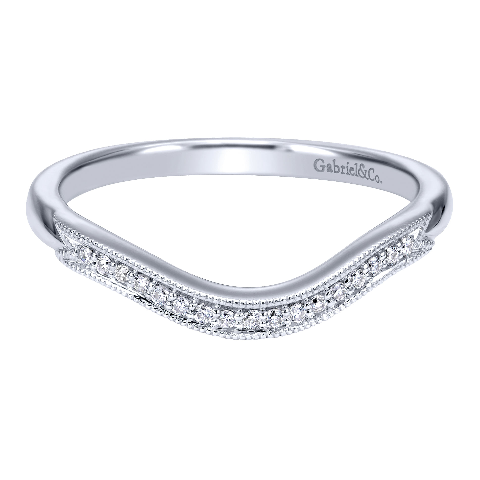 14k White Gold Diamond Curved 14k White Gold Diamond Curved