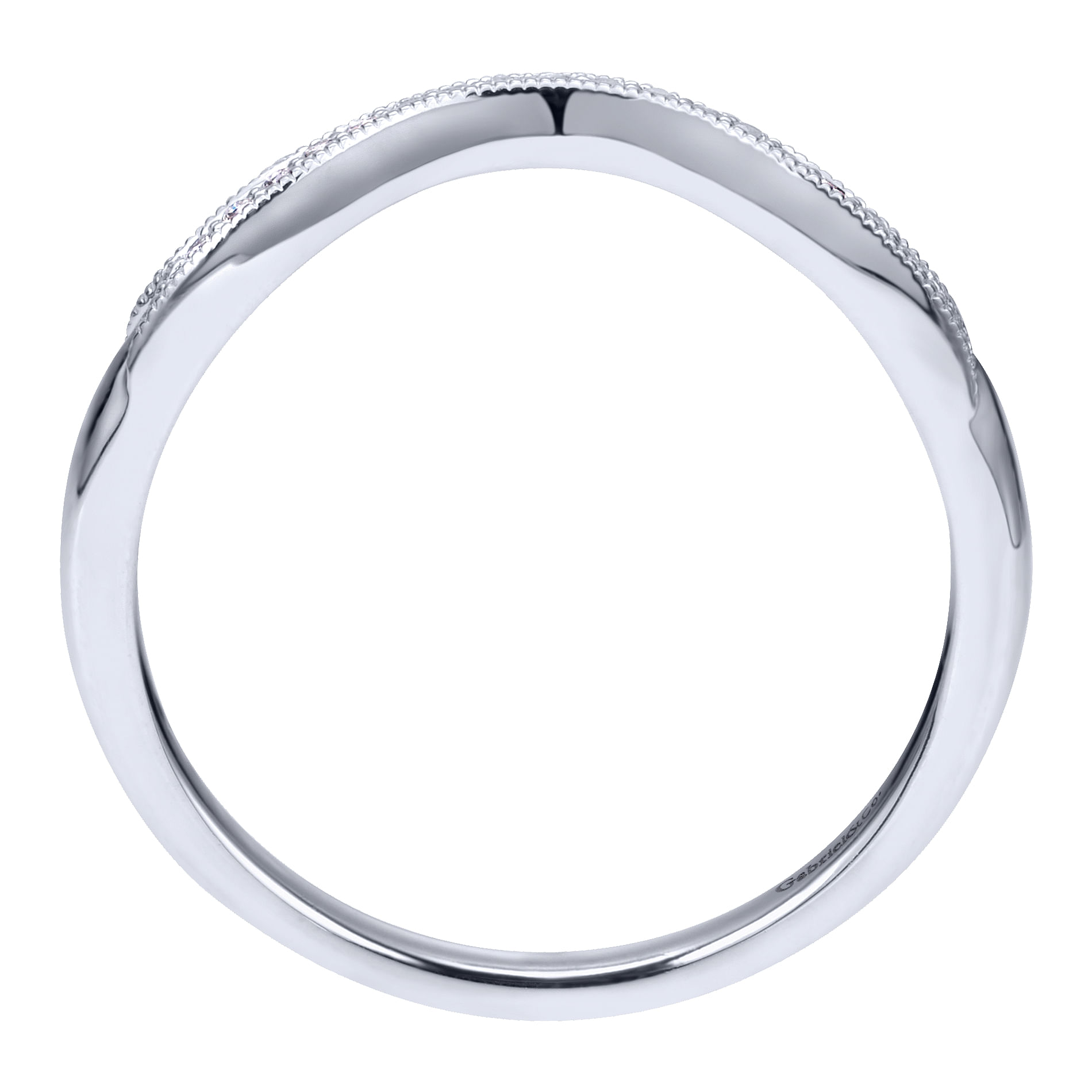 14k White Gold Diamond Curved Wedding Band angle 2 14k White Gold Diamond Curved Wedding Band angle 2