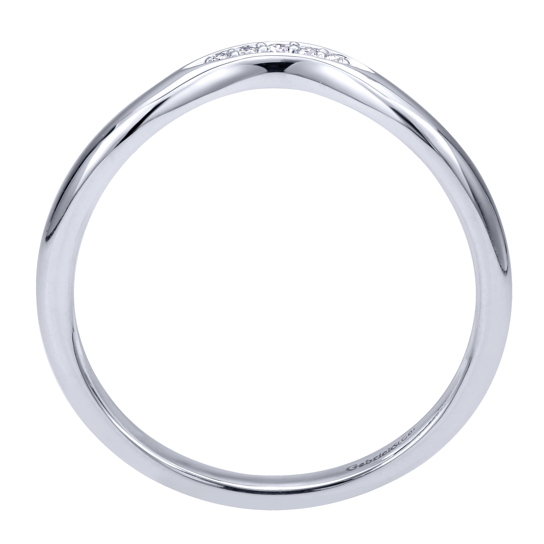 14k White Gold Diamond Curved Wedding Band angle 2 14k White Gold Diamond Curved Wedding Band angle 2