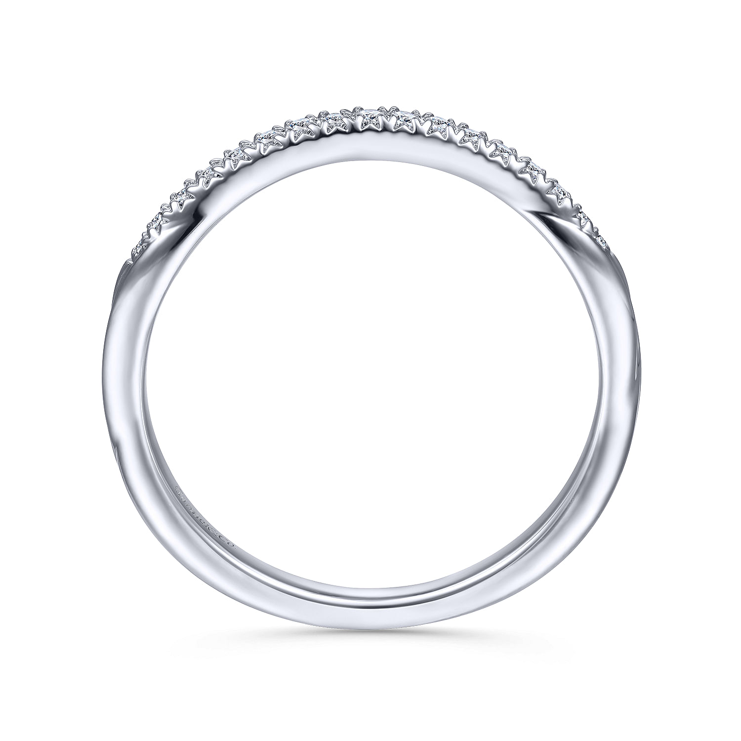 14k White Gold Diamond Curved Wedding Band angle 2 14k White Gold Diamond Curved Wedding Band angle 2
