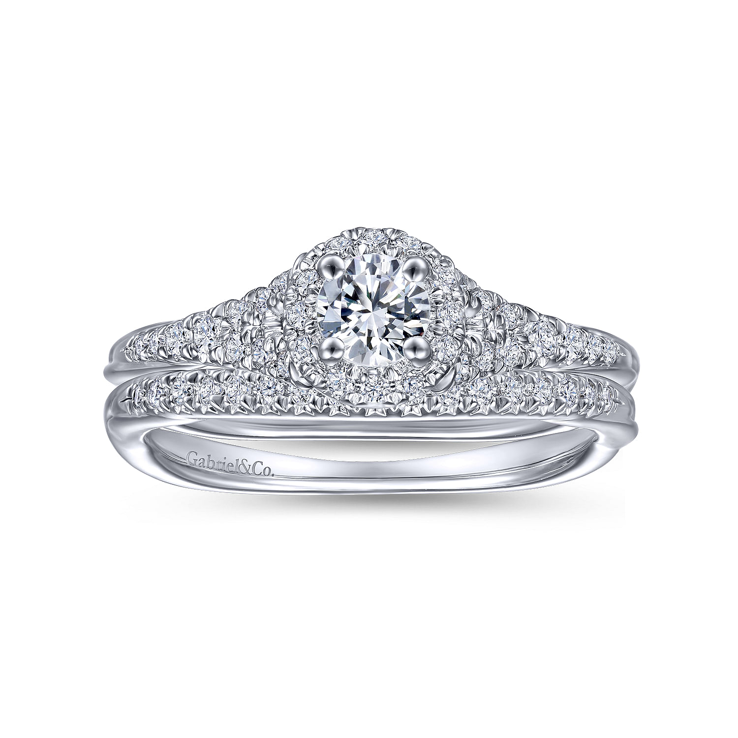14k White Gold Diamond Curved Wedding Band angle 4 14k White Gold Diamond Curved Wedding Band angle 4