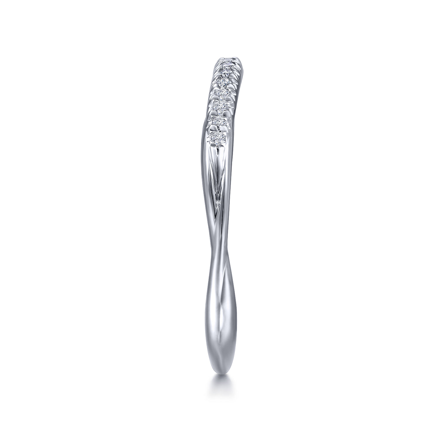 14k White Gold Diamond Curved Wedding Band angle 5 14k White Gold Diamond Curved Wedding Band angle 5