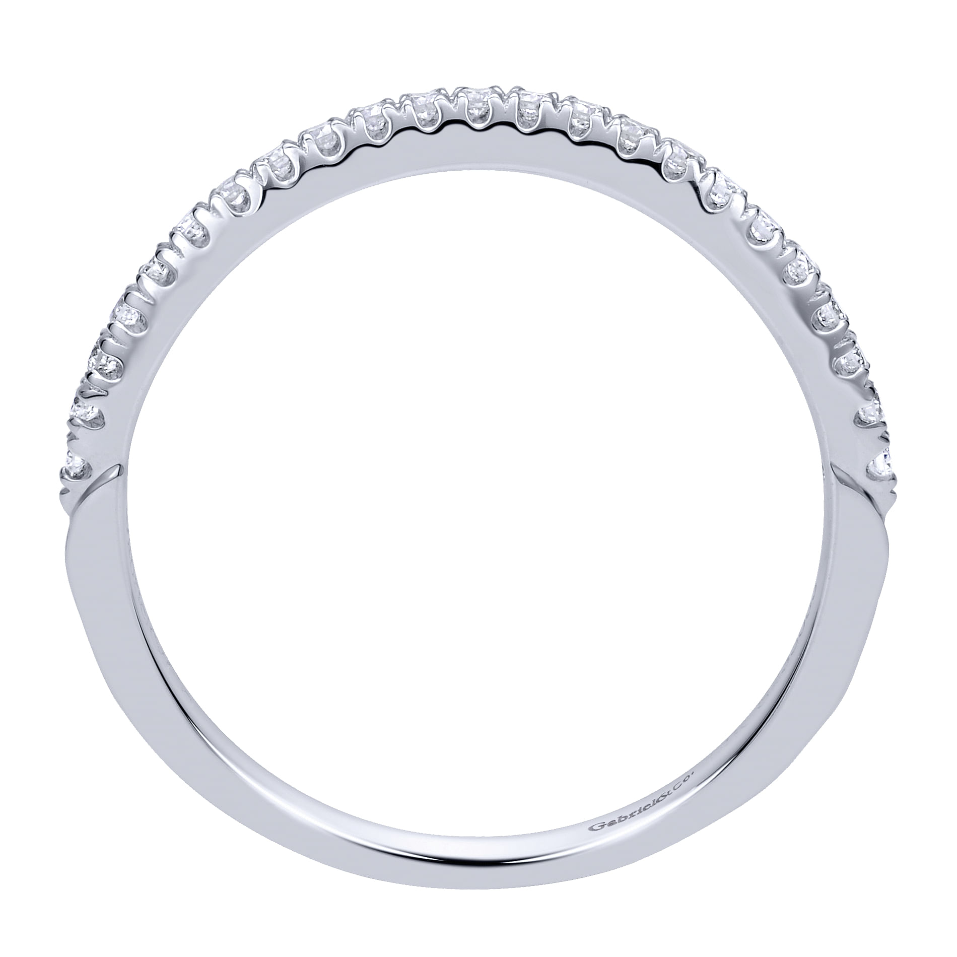 14k White Gold Diamond Curved Wedding Band angle 2 14k White Gold Diamond Curved Wedding Band angle 2