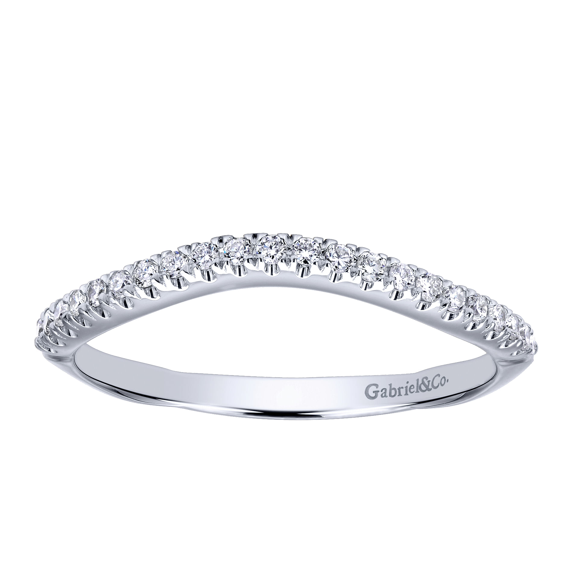 14k White Gold Diamond Curved Wedding Band angle 5 14k White Gold Diamond Curved Wedding Band angle 5