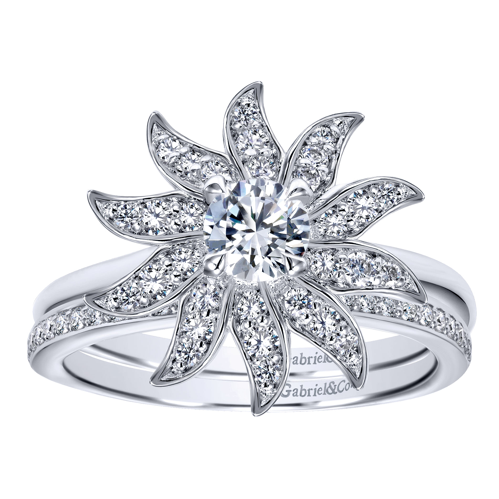 14k White Gold Diamond Curved Wedding Band angle 4 14k White Gold Diamond Curved Wedding Band angle 4