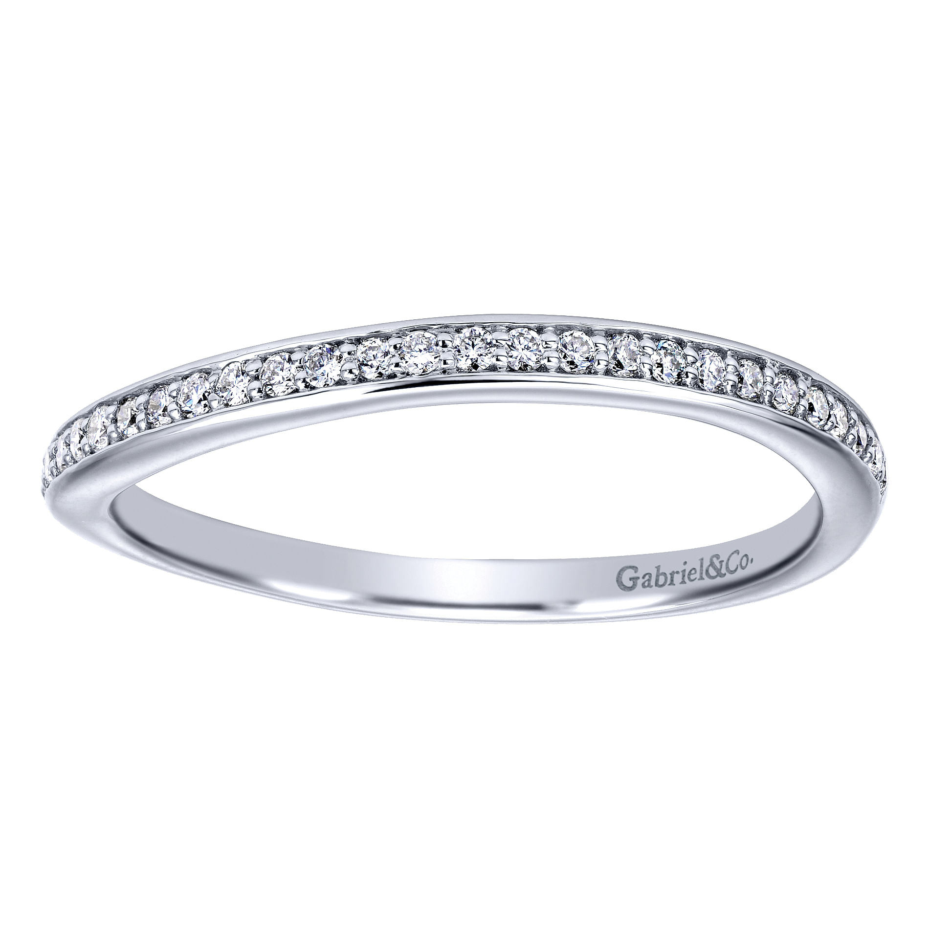 14k White Gold Diamond Curved Wedding Band angle 5 14k White Gold Diamond Curved Wedding Band angle 5