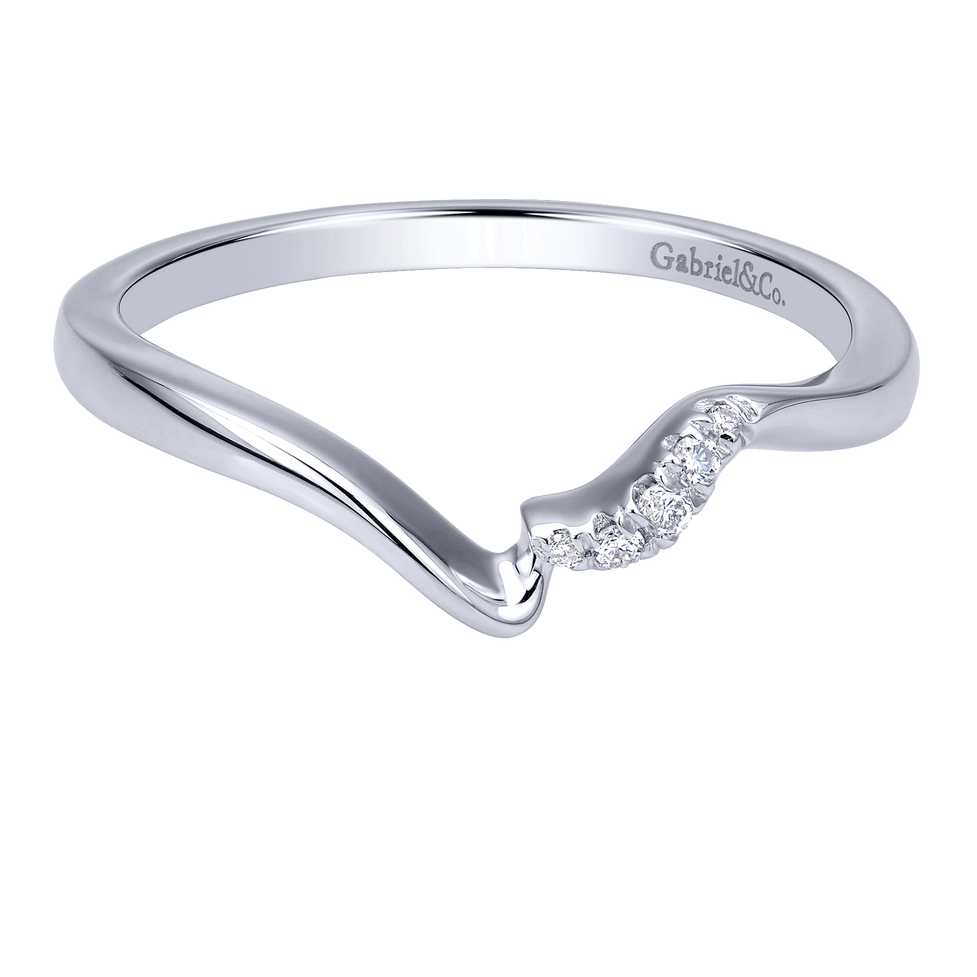 14k White Gold Diamond Curved 14k White Gold Diamond Curved