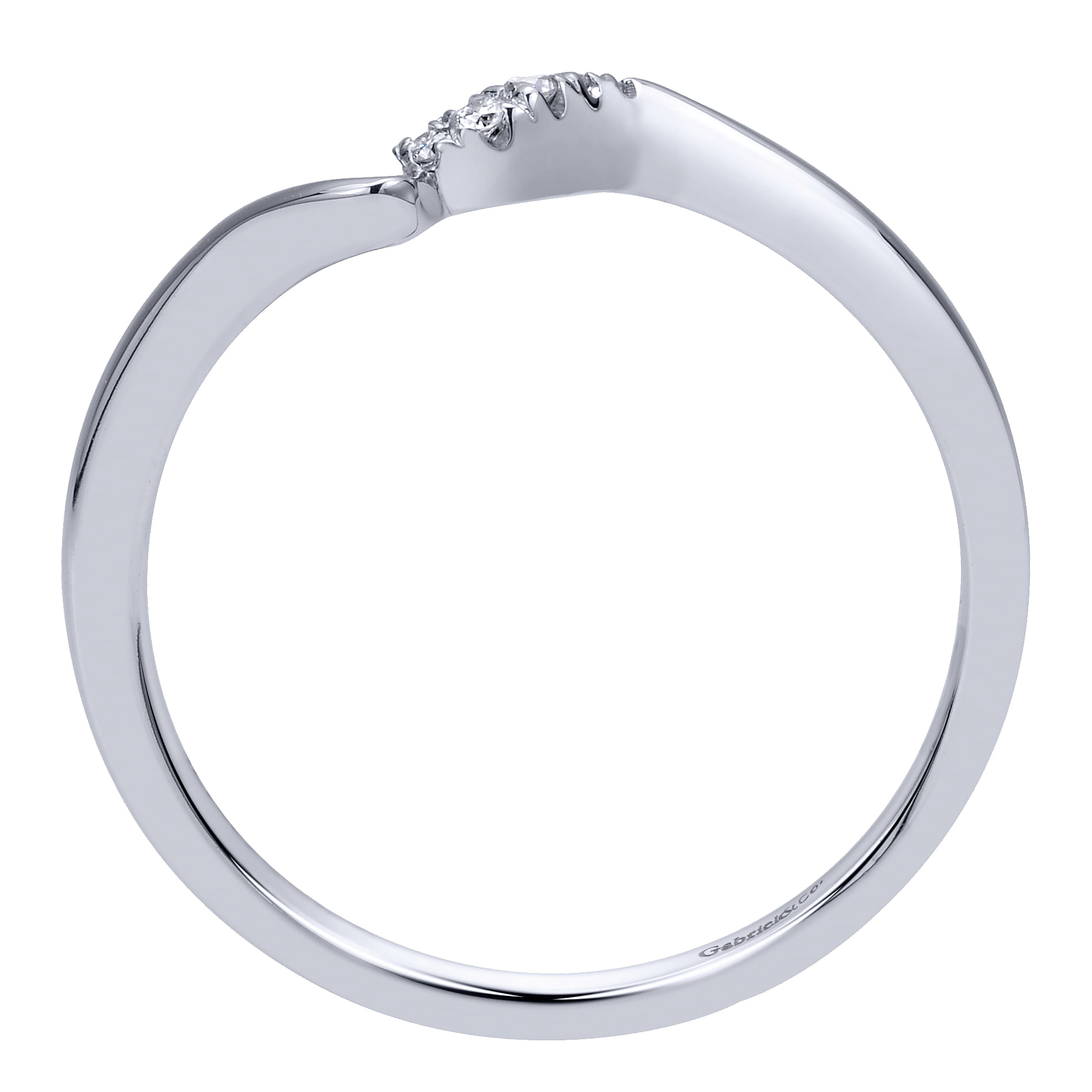14k White Gold Diamond Curved Wedding Band angle 2 14k White Gold Diamond Curved Wedding Band angle 2