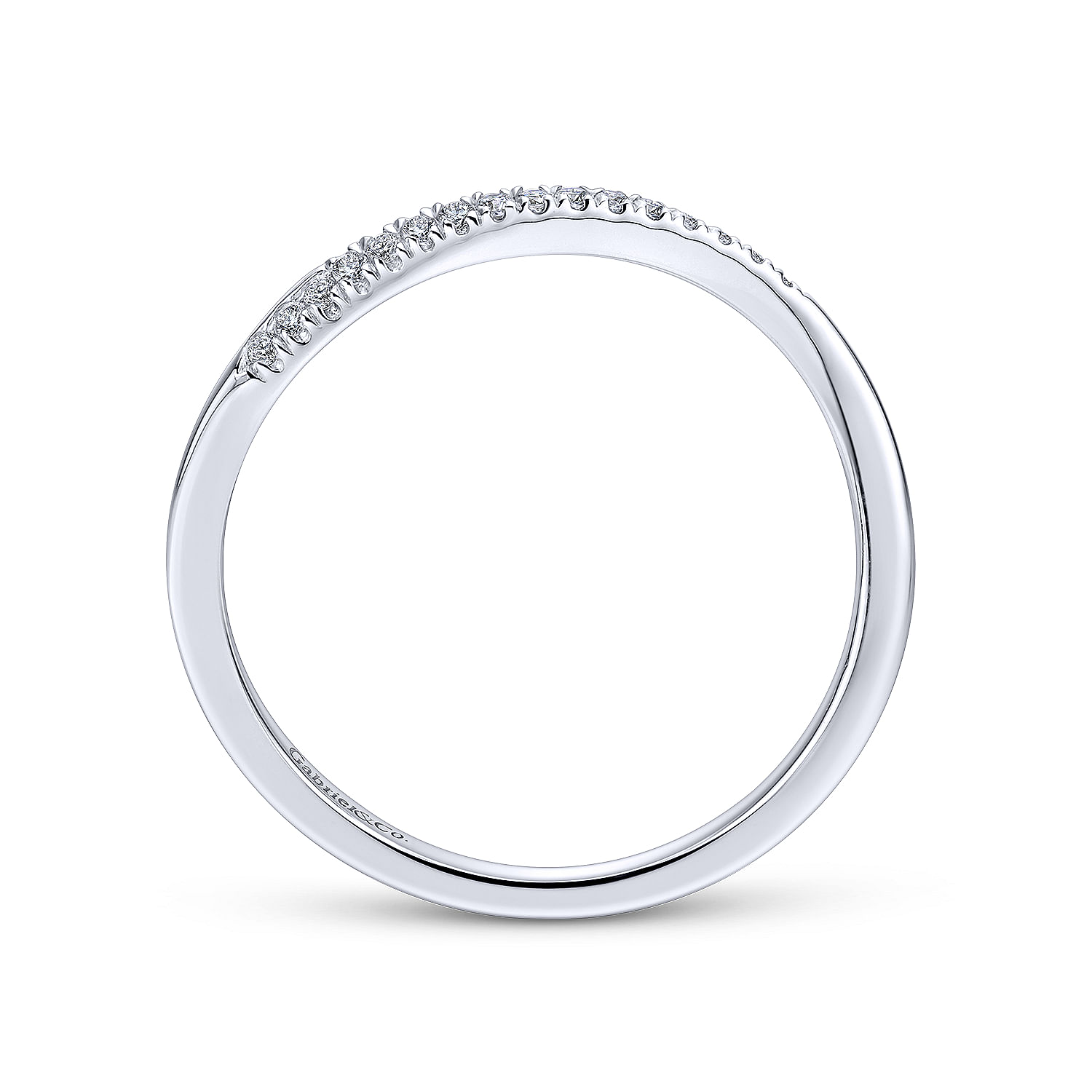 14k White Gold Diamond Curved Wedding Band angle 2 14k White Gold Diamond Curved Wedding Band angle 2