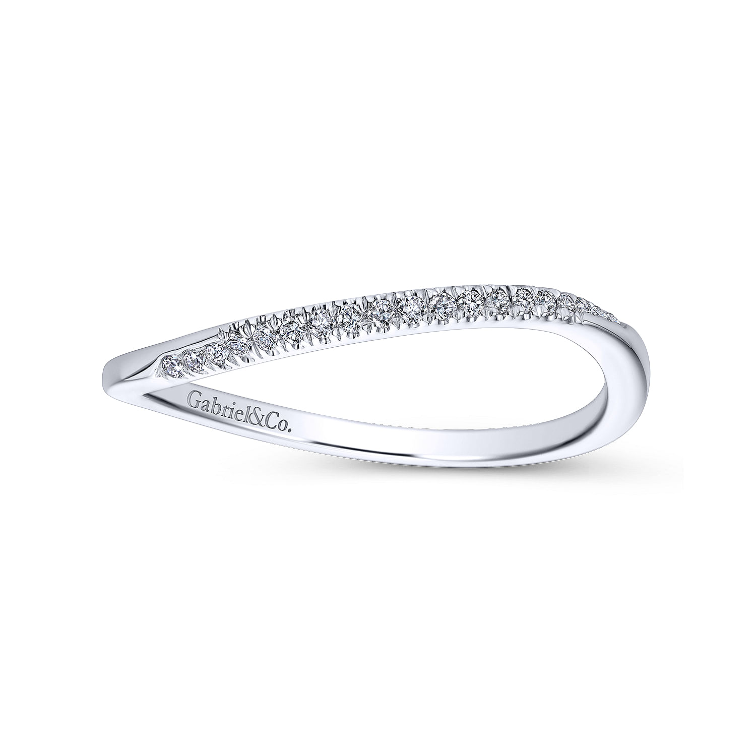 14k White Gold Diamond Curved Wedding Band angle 5 14k White Gold Diamond Curved Wedding Band angle 5