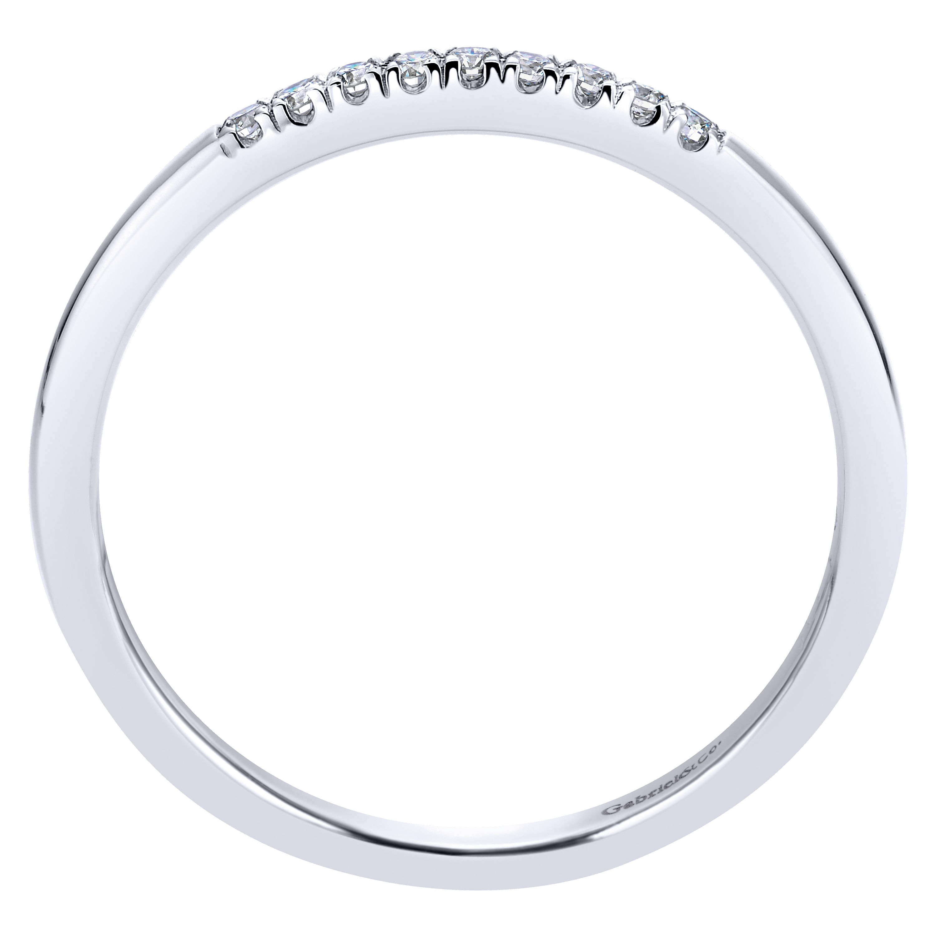 14k White Gold Diamond Curved Wedding Band angle 2 14k White Gold Diamond Curved Wedding Band angle 2