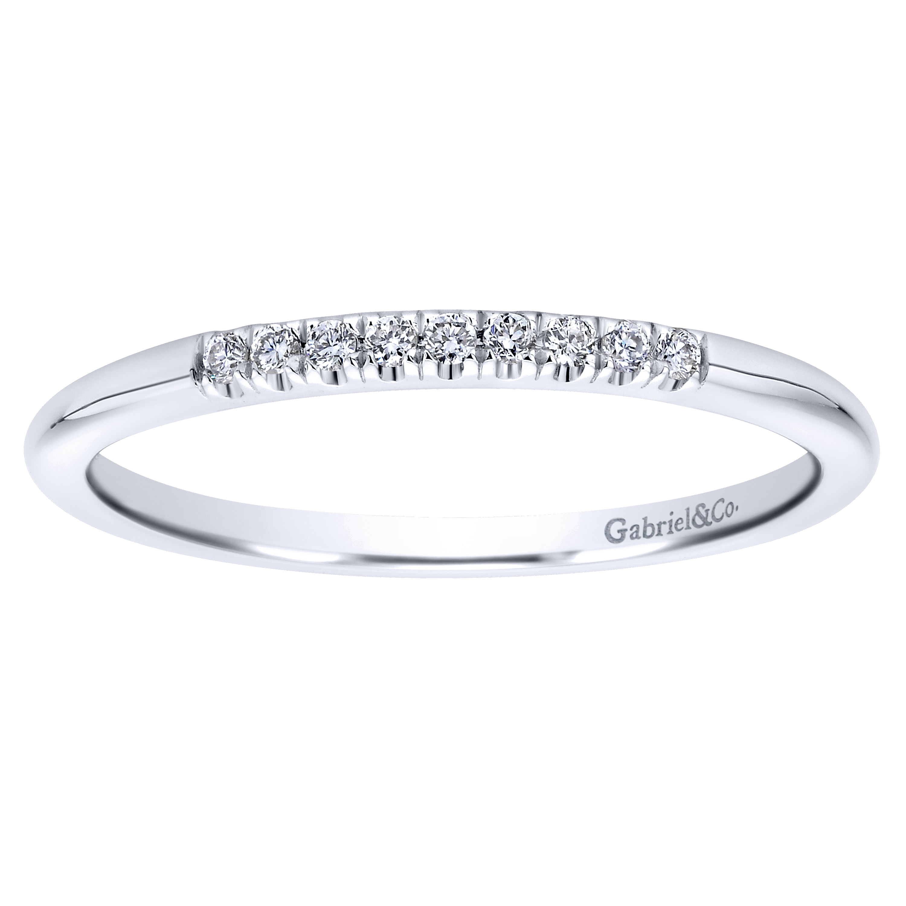 14k White Gold Diamond Curved Wedding Band angle 5 14k White Gold Diamond Curved Wedding Band angle 5