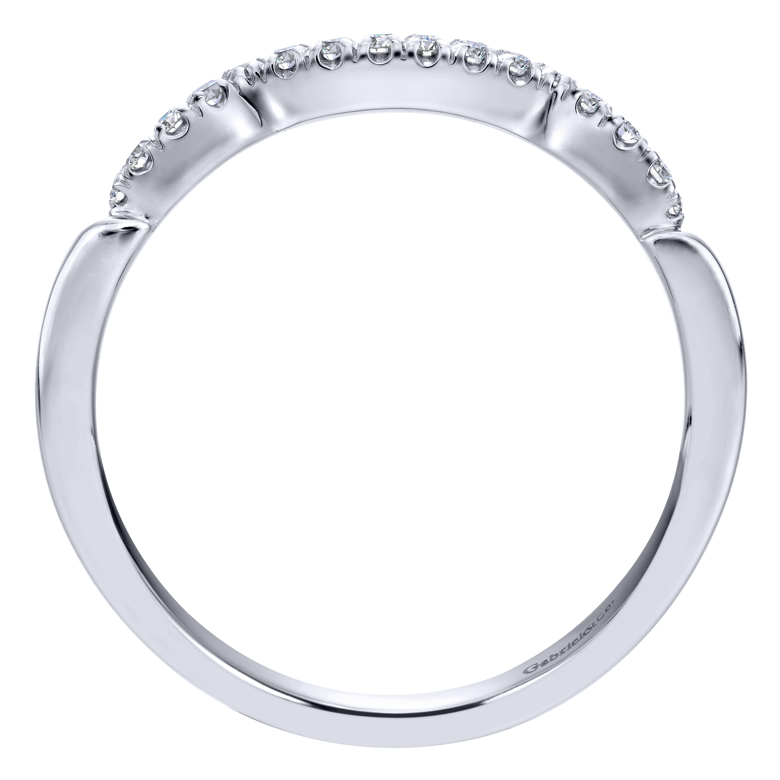 14k White Gold Diamond Curved Wedding Band angle 2 14k White Gold Diamond Curved Wedding Band angle 2