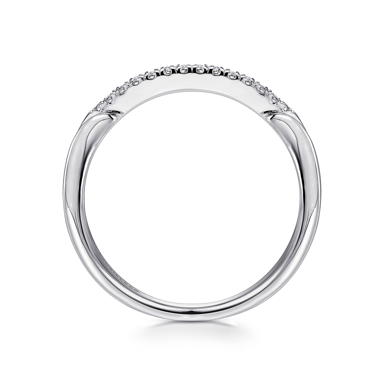 14k White Gold Diamond Curved Wedding Band angle 2 14k White Gold Diamond Curved Wedding Band angle 2
