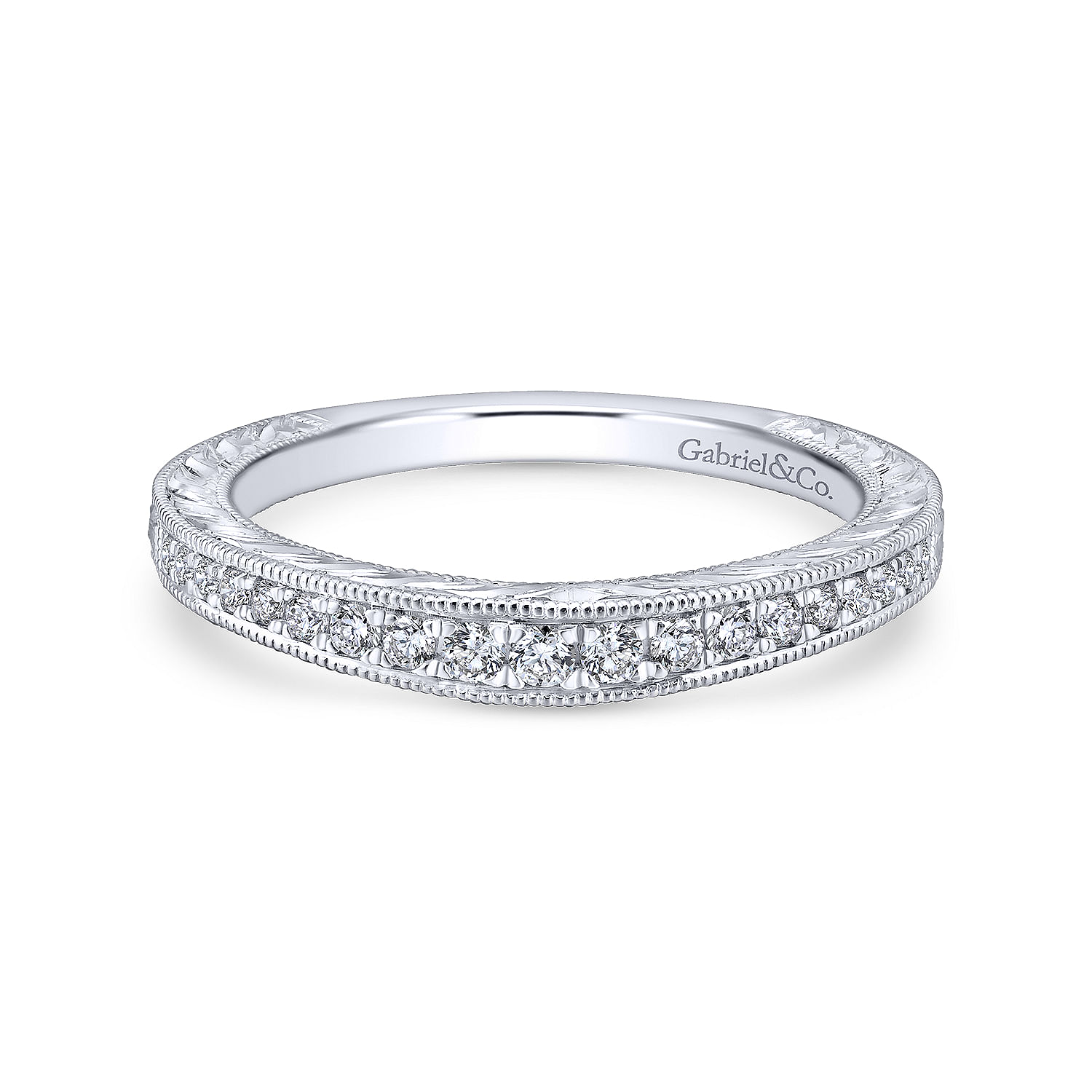 14k White Gold Diamond Curved 14k White Gold Diamond Curved
