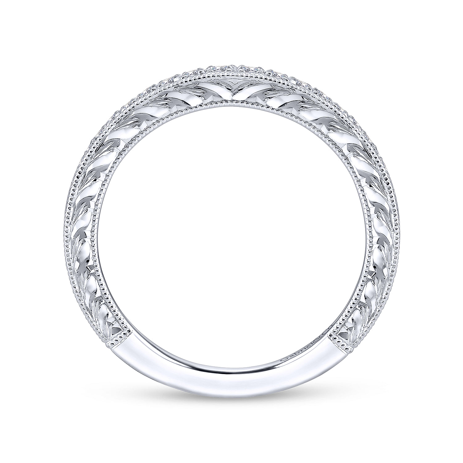 14k White Gold Diamond Curved Wedding Band angle 2 14k White Gold Diamond Curved Wedding Band angle 2