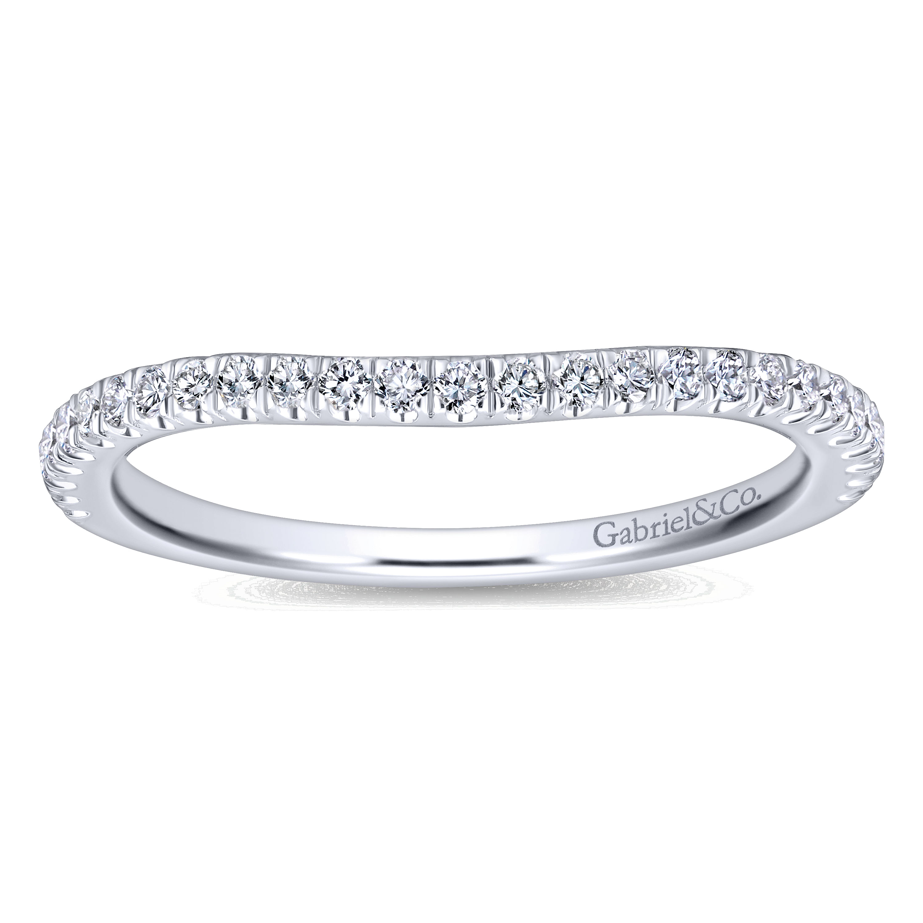 14k White Gold Diamond Curved Wedding Band angle 5 14k White Gold Diamond Curved Wedding Band angle 5