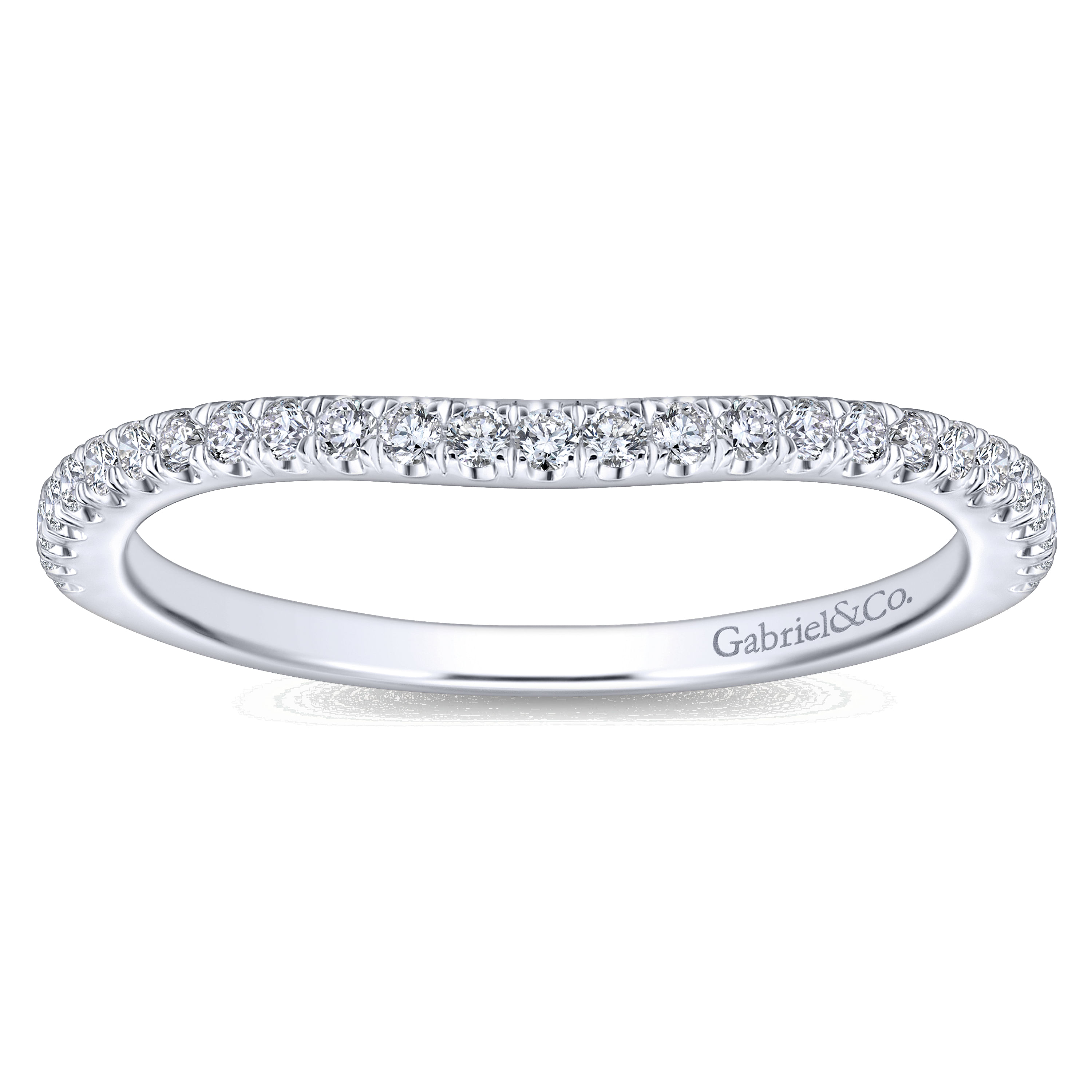 14k White Gold Diamond Curved Wedding Band angle 5 14k White Gold Diamond Curved Wedding Band angle 5