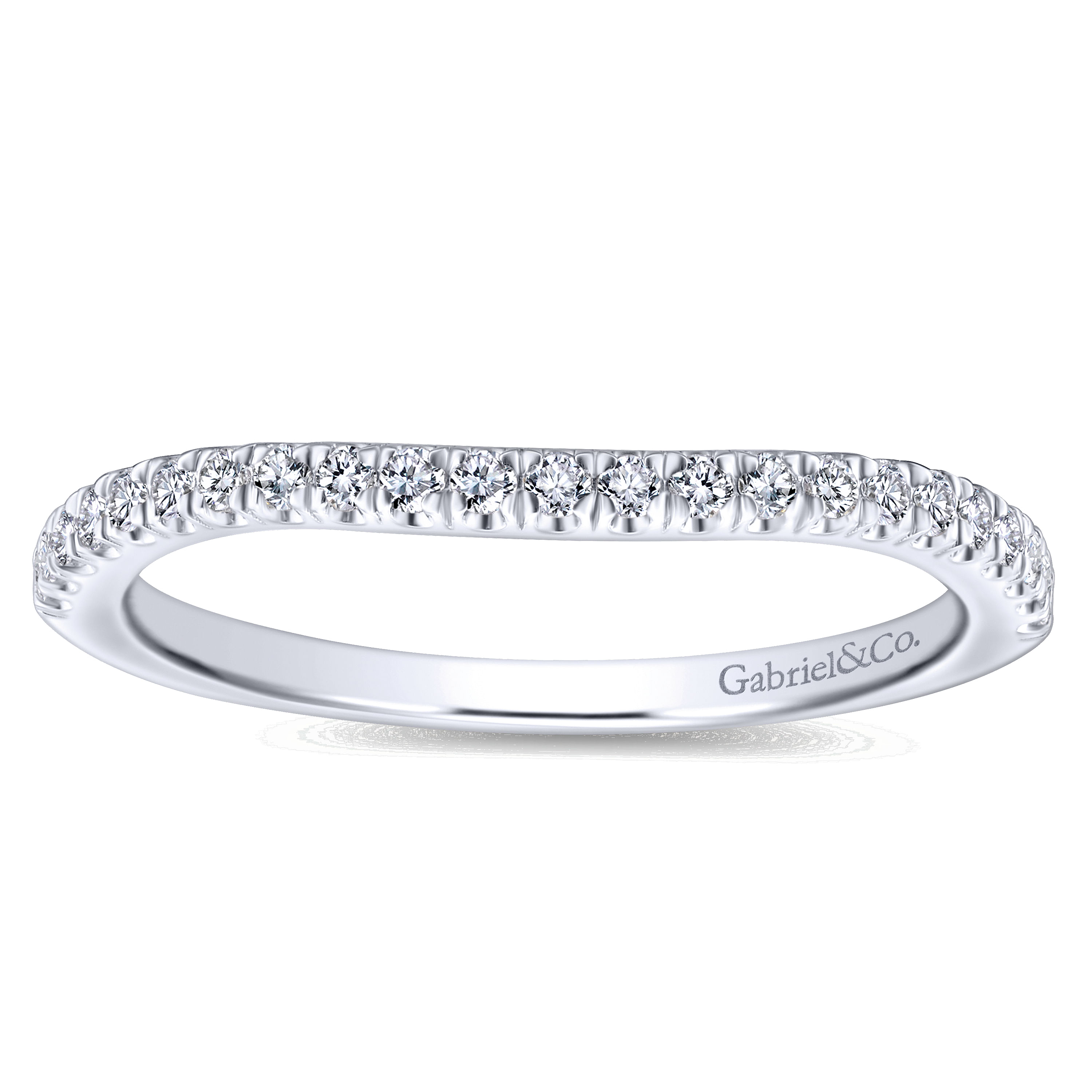 14k White Gold Diamond Curved Wedding Band angle 5 14k White Gold Diamond Curved Wedding Band angle 5
