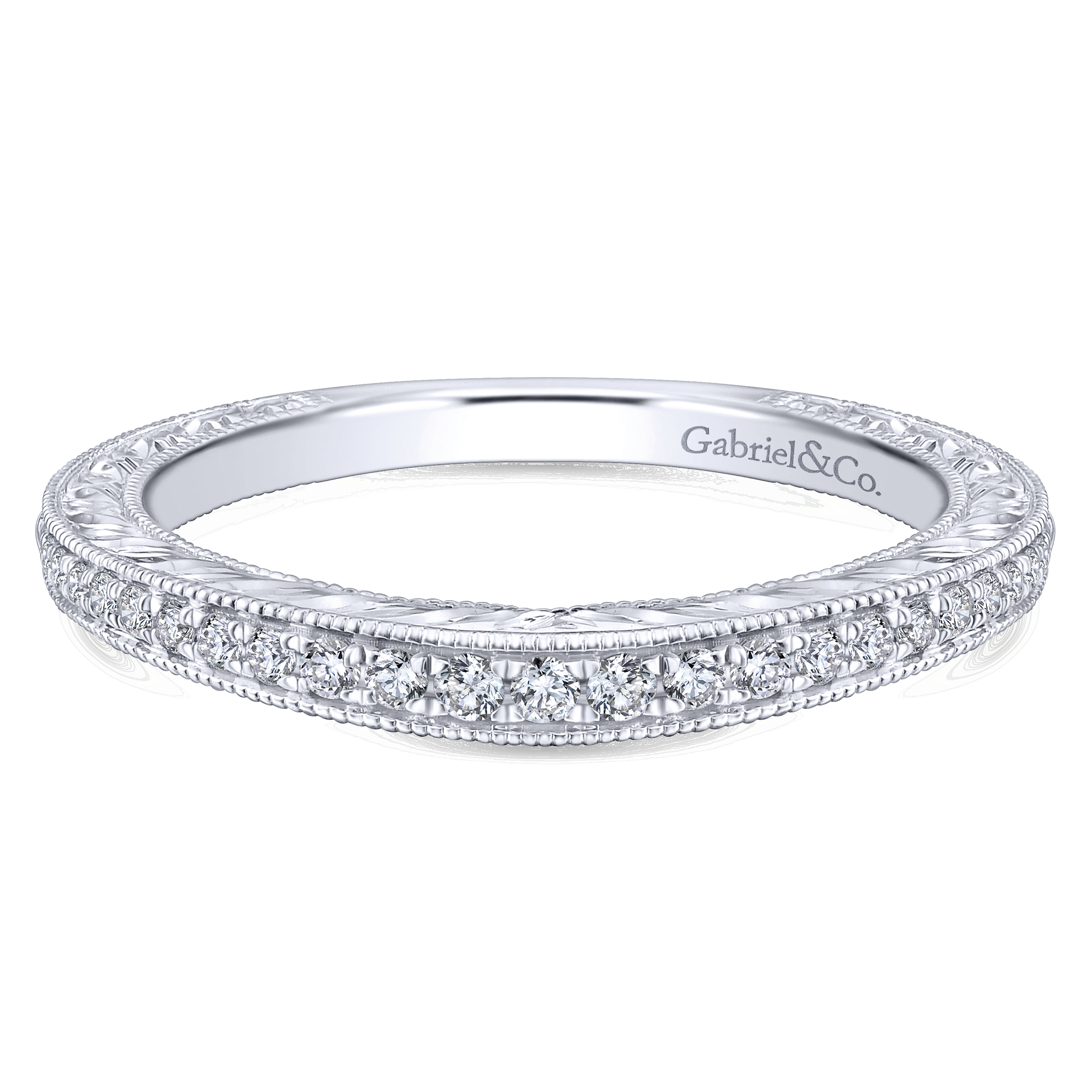 14k White Gold Diamond Curved 14k White Gold Diamond Curved