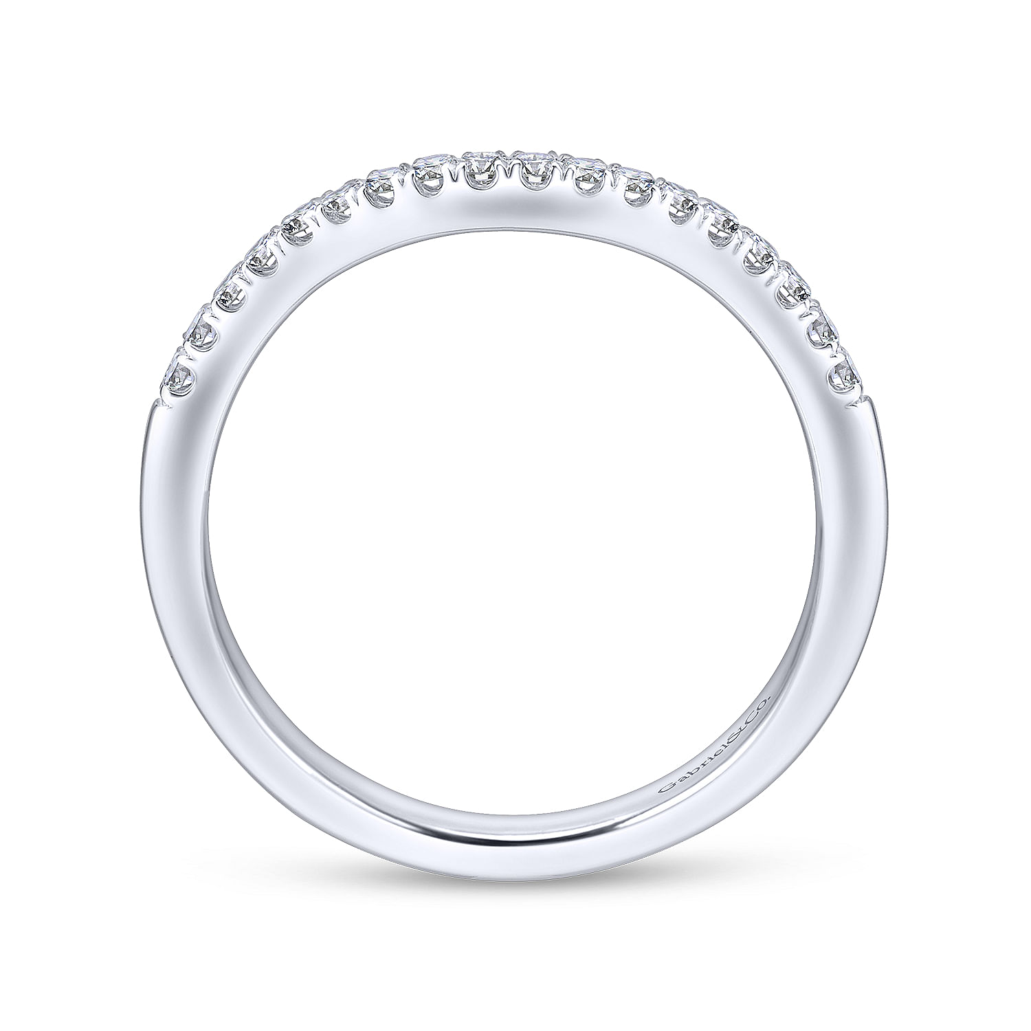 14k White Gold Diamond Curved Wedding Band angle 2 14k White Gold Diamond Curved Wedding Band angle 2