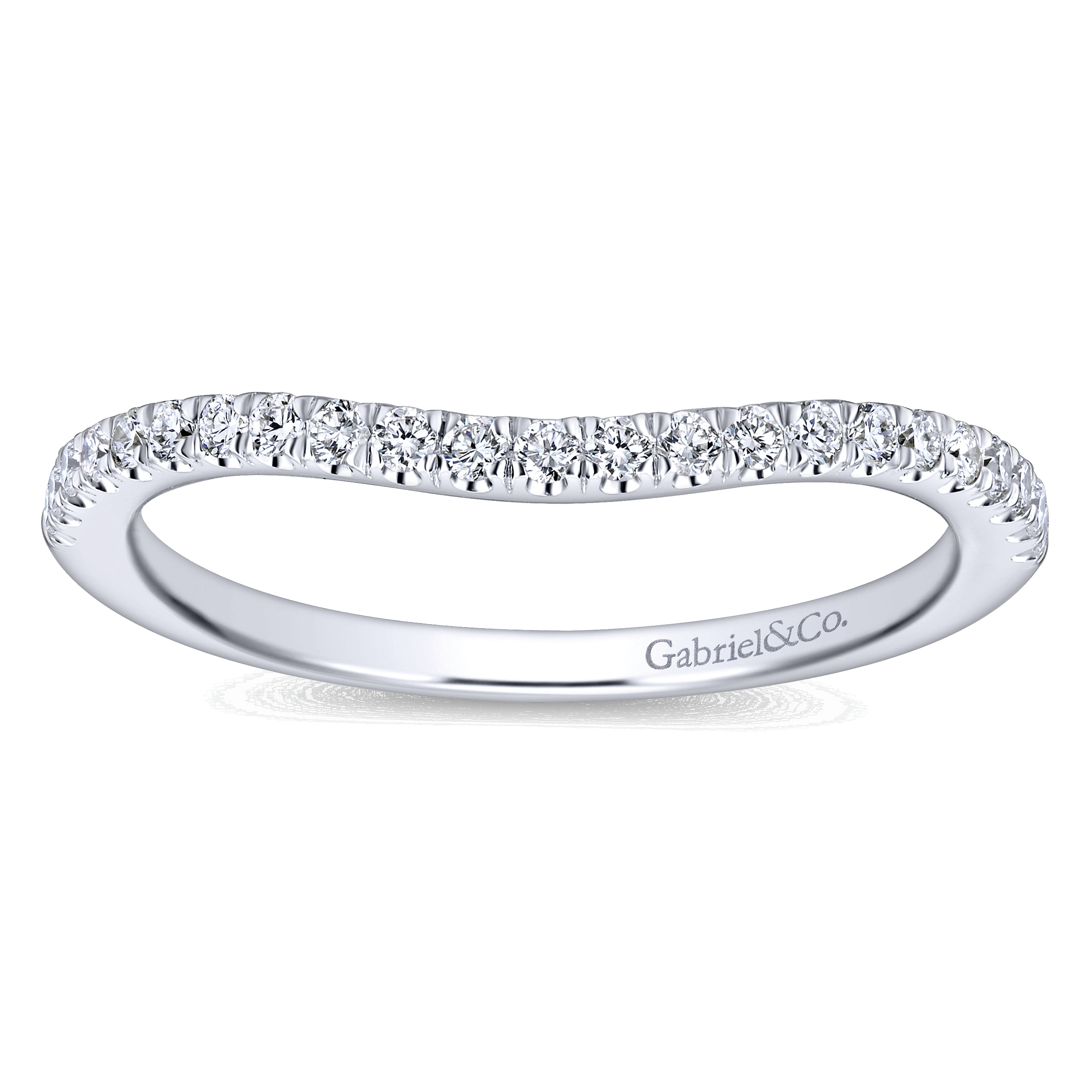 14k White Gold Diamond Curved Wedding Band angle 5 14k White Gold Diamond Curved Wedding Band angle 5