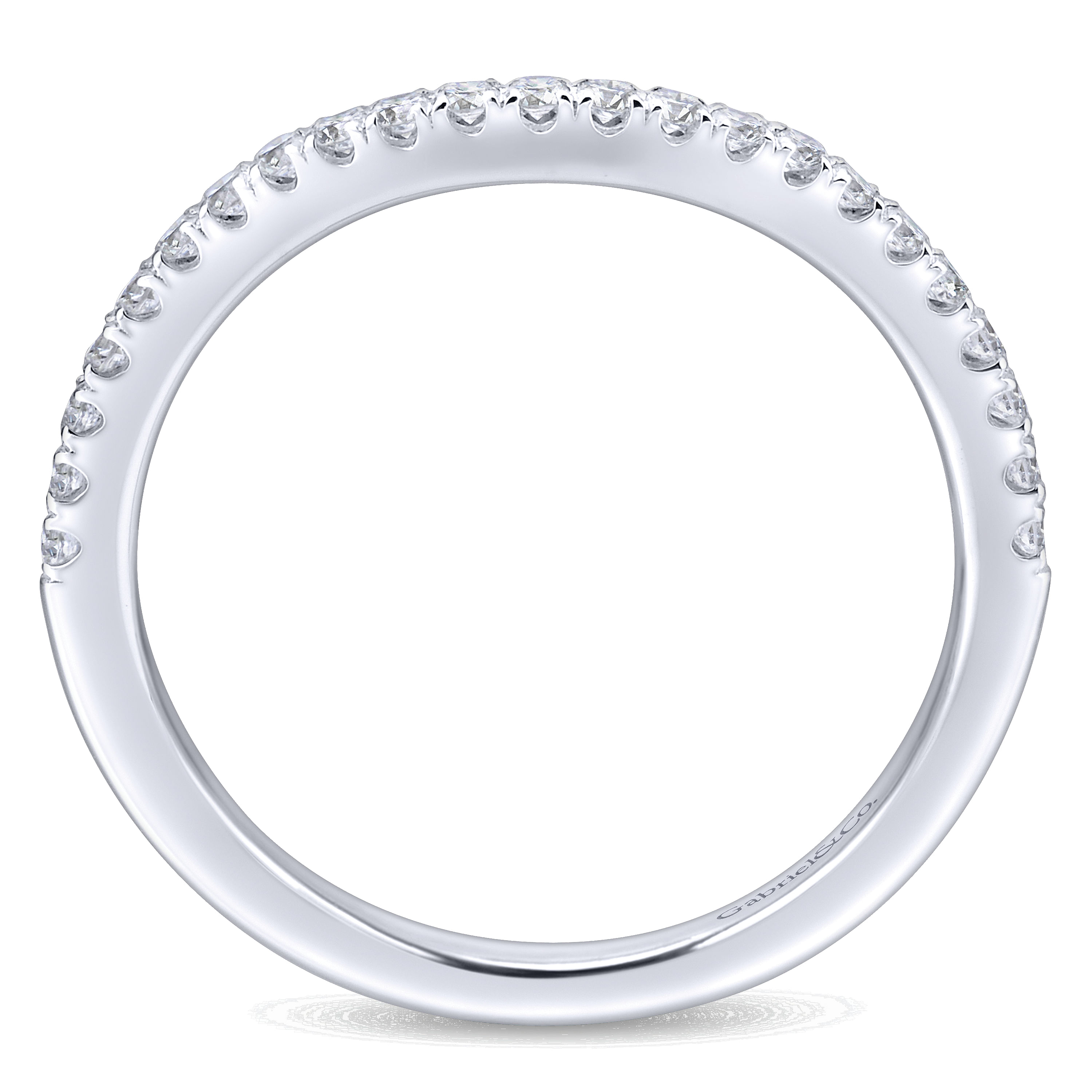 14k White Gold Diamond Curved Wedding Band angle 2 14k White Gold Diamond Curved Wedding Band angle 2