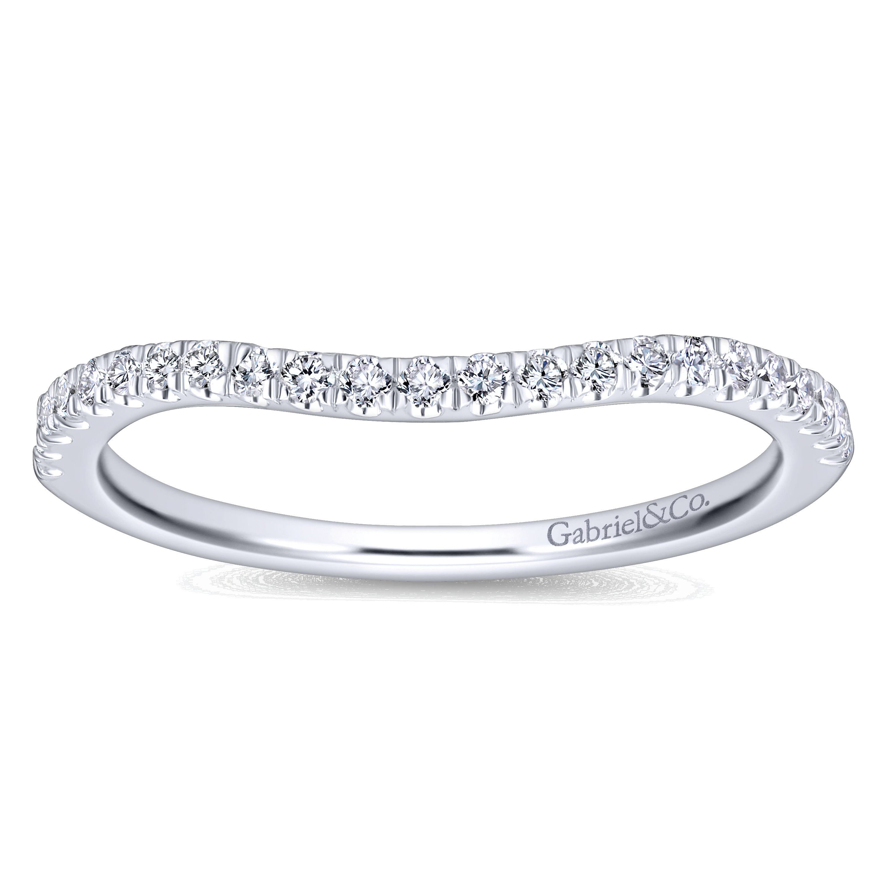 14k White Gold Diamond Curved Wedding Band angle 5 14k White Gold Diamond Curved Wedding Band angle 5