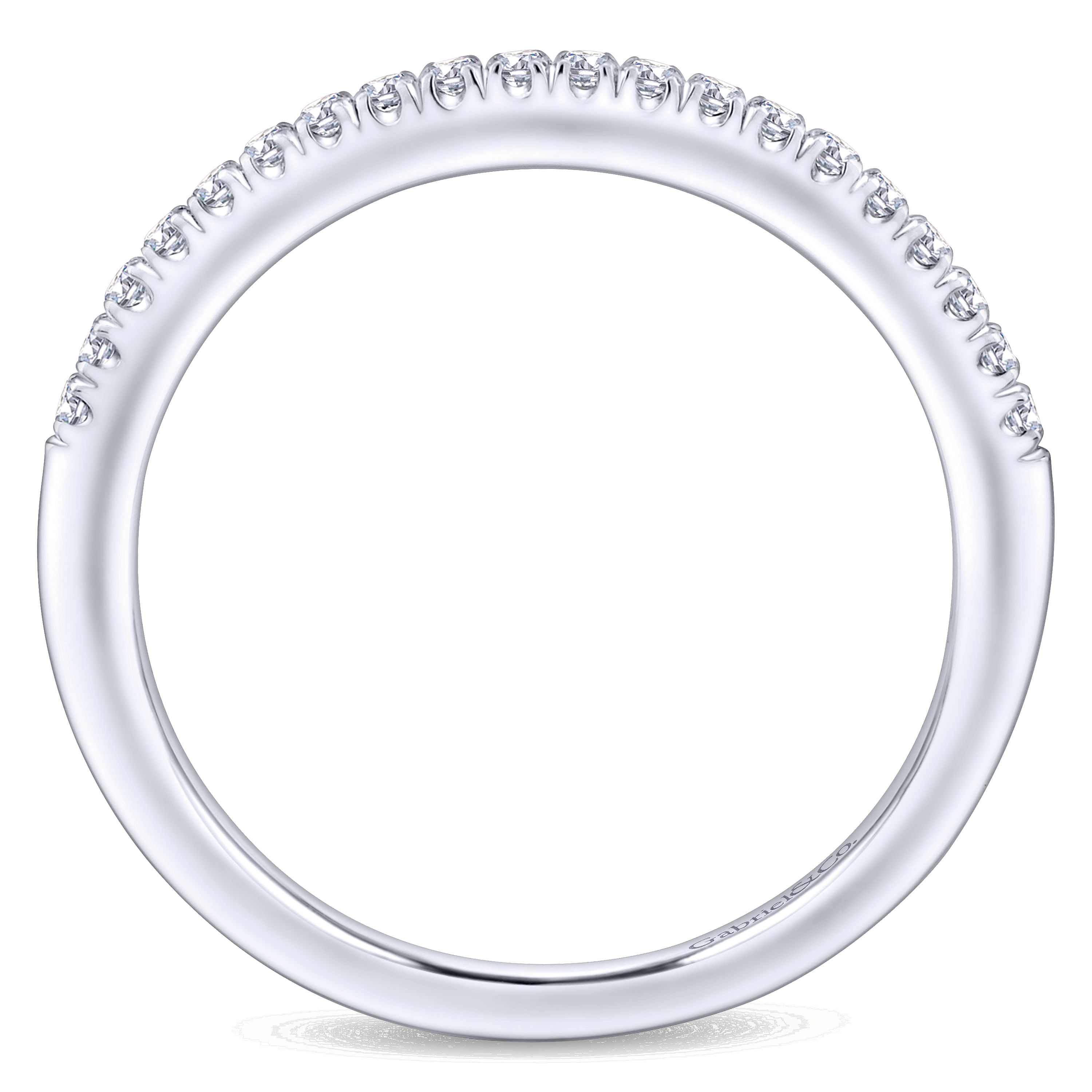 14k White Gold Diamond Curved Wedding Band angle 2 14k White Gold Diamond Curved Wedding Band angle 2