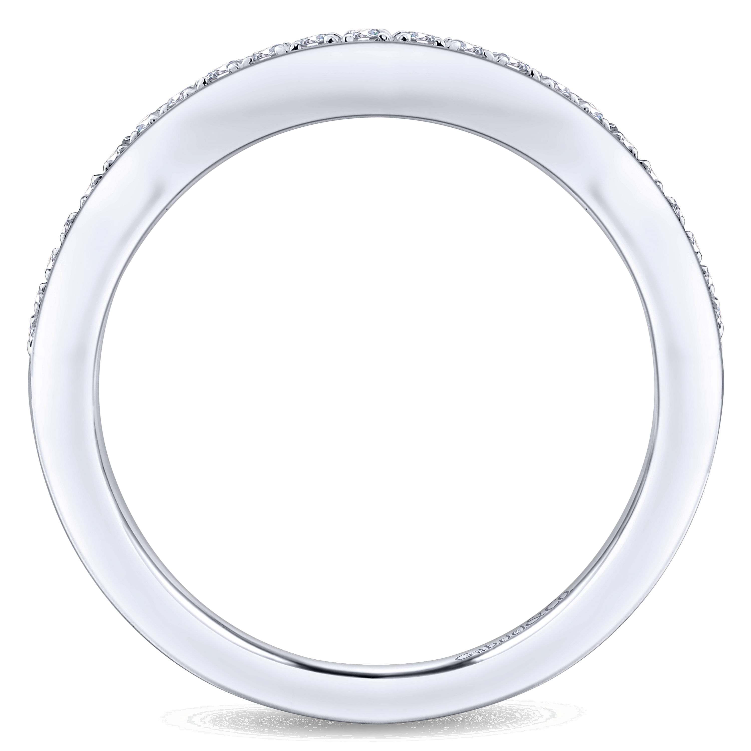 14k White Gold Diamond Curved Wedding Band angle 2 14k White Gold Diamond Curved Wedding Band angle 2