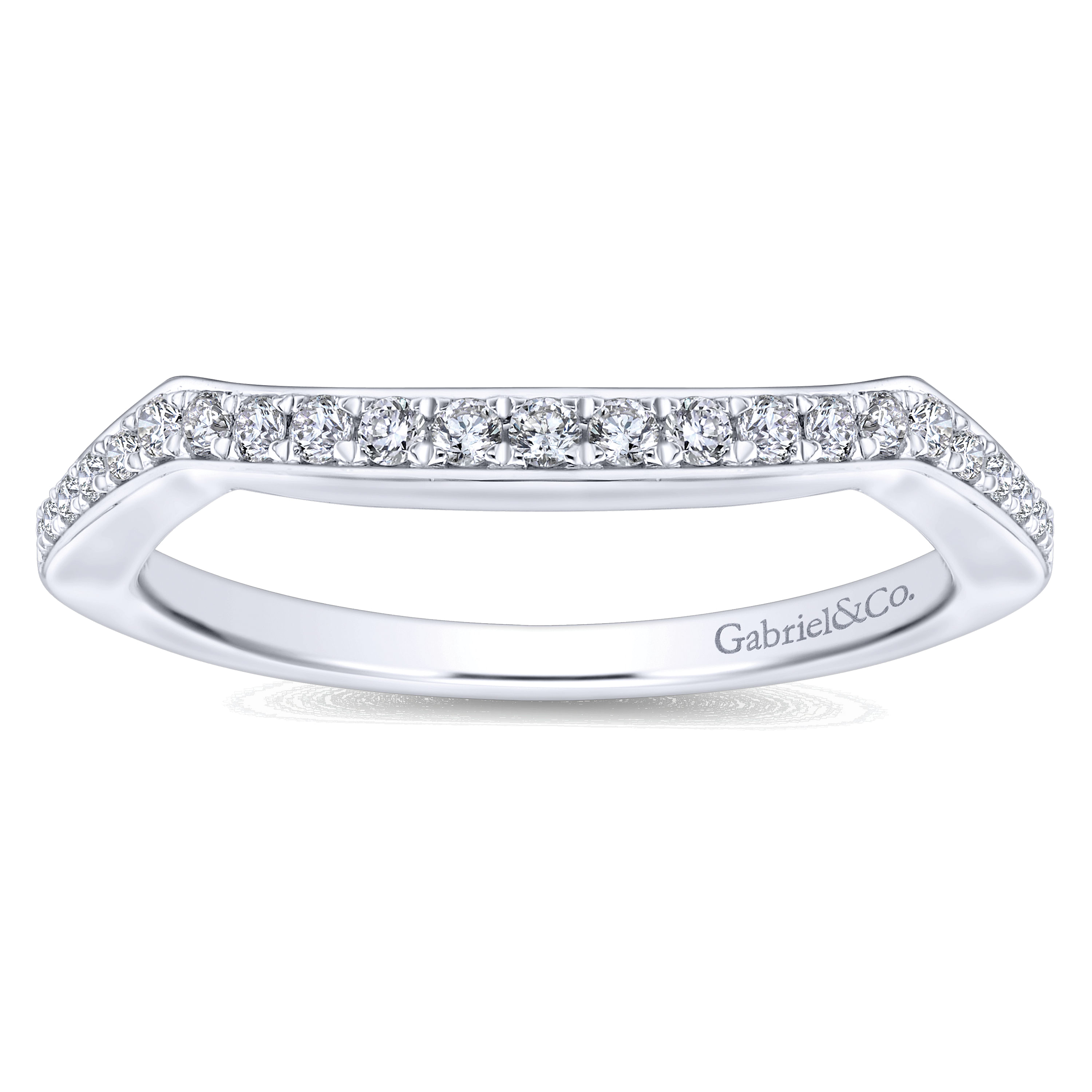 14k White Gold Diamond Curved Wedding Band angle 5 14k White Gold Diamond Curved Wedding Band angle 5
