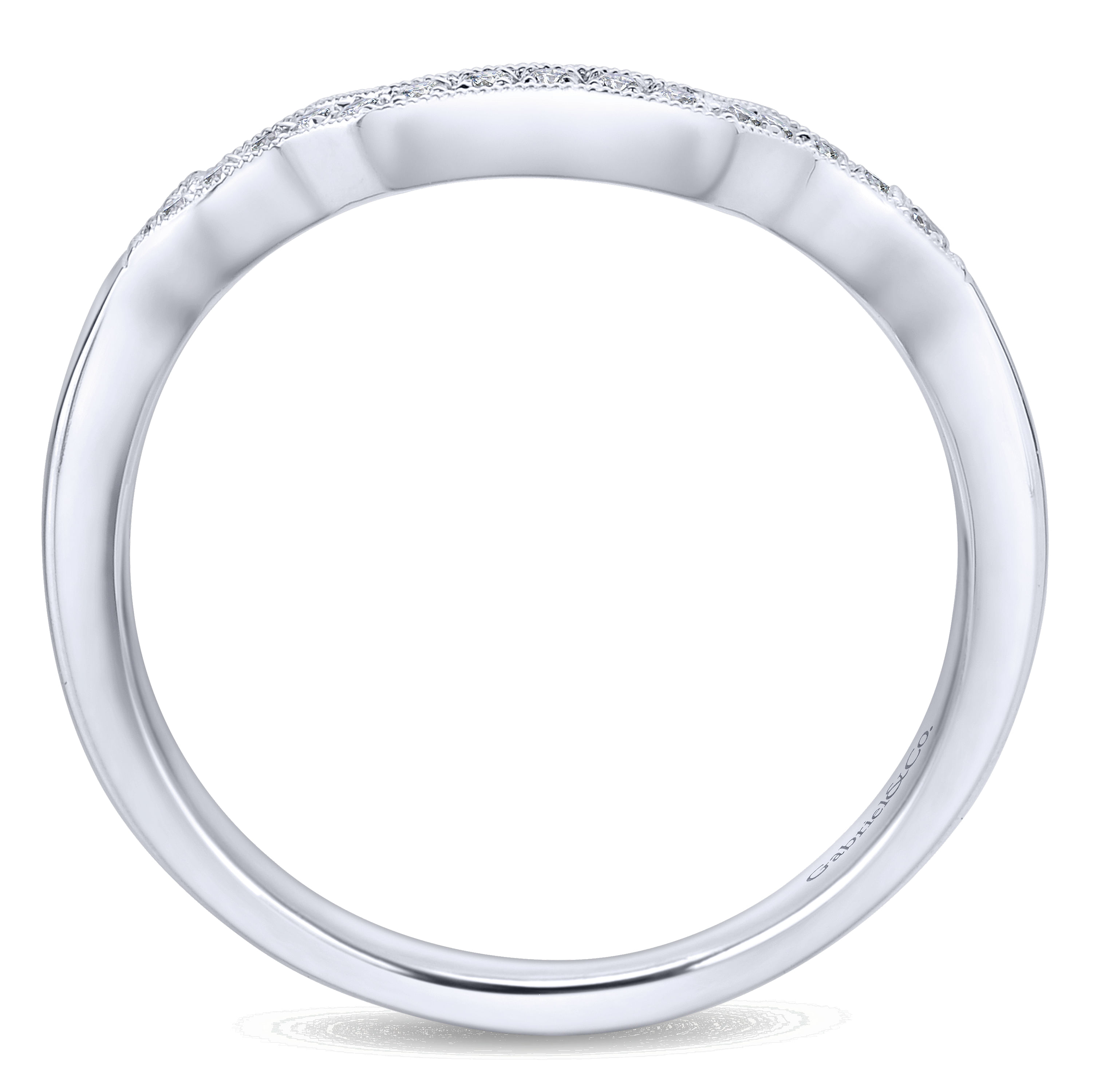 14k White Gold Diamond Curved Wedding Band angle 2 14k White Gold Diamond Curved Wedding Band angle 2